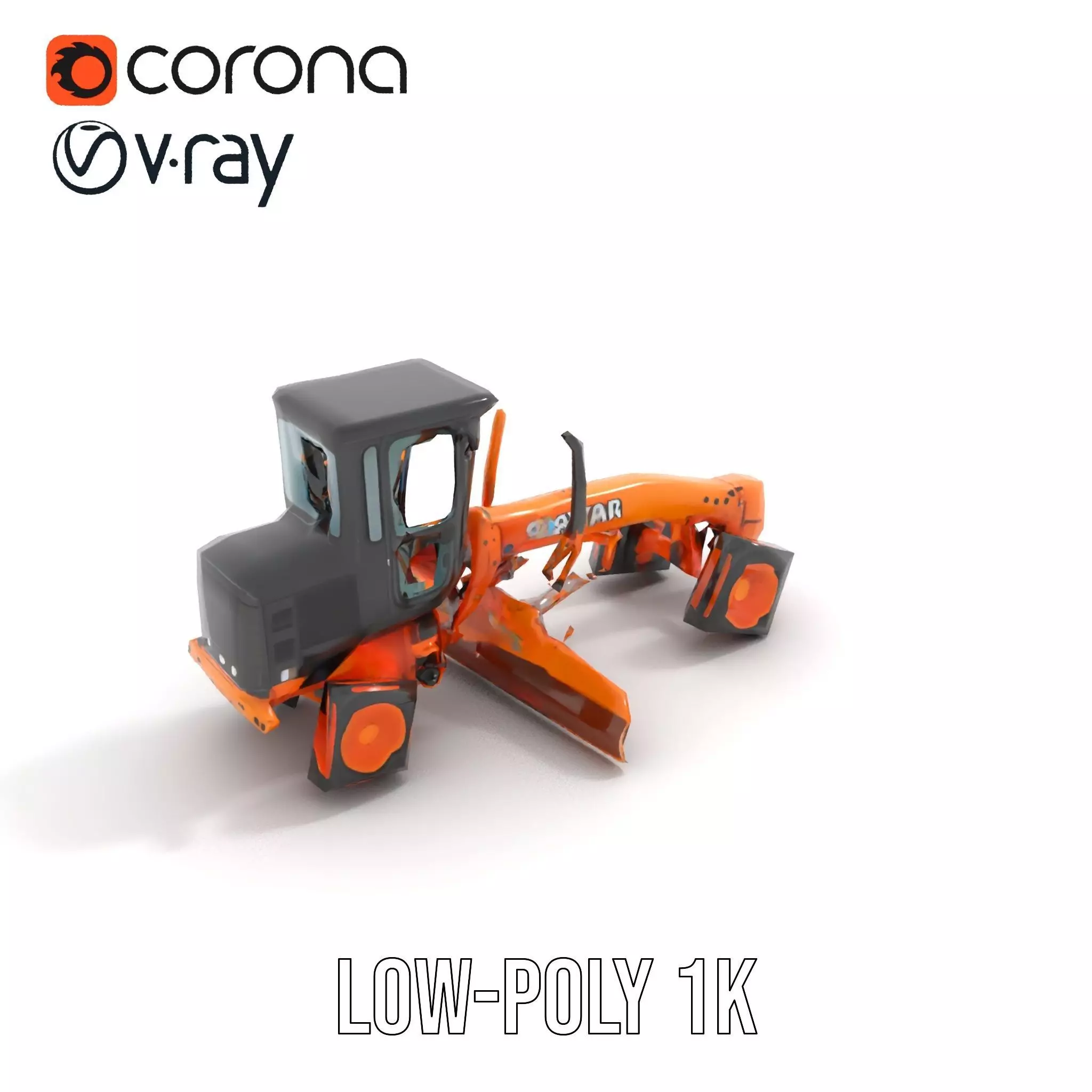 Orange Road Grader model pack Low-poly 3D model_19