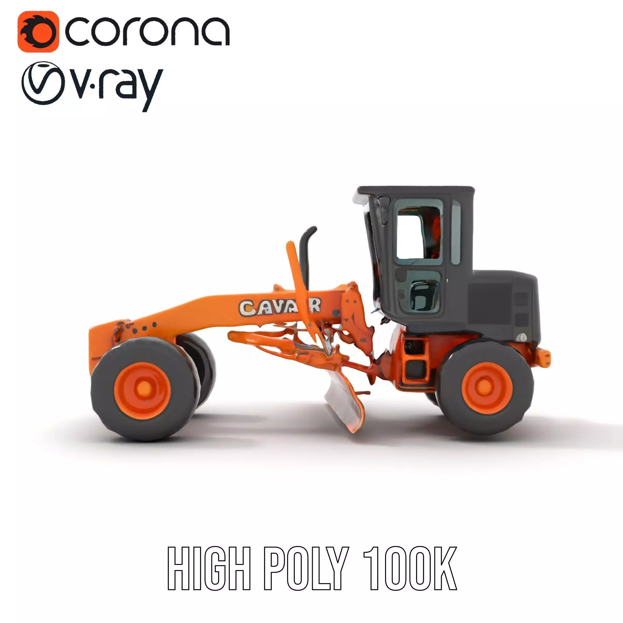 Orange Road Grader model pack Low-poly 3D model_20