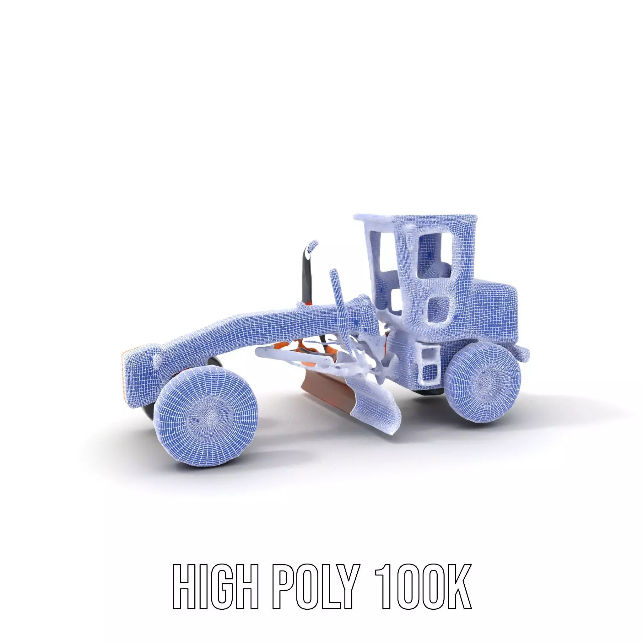 Orange Road Grader model pack Low-poly 3D model_4
