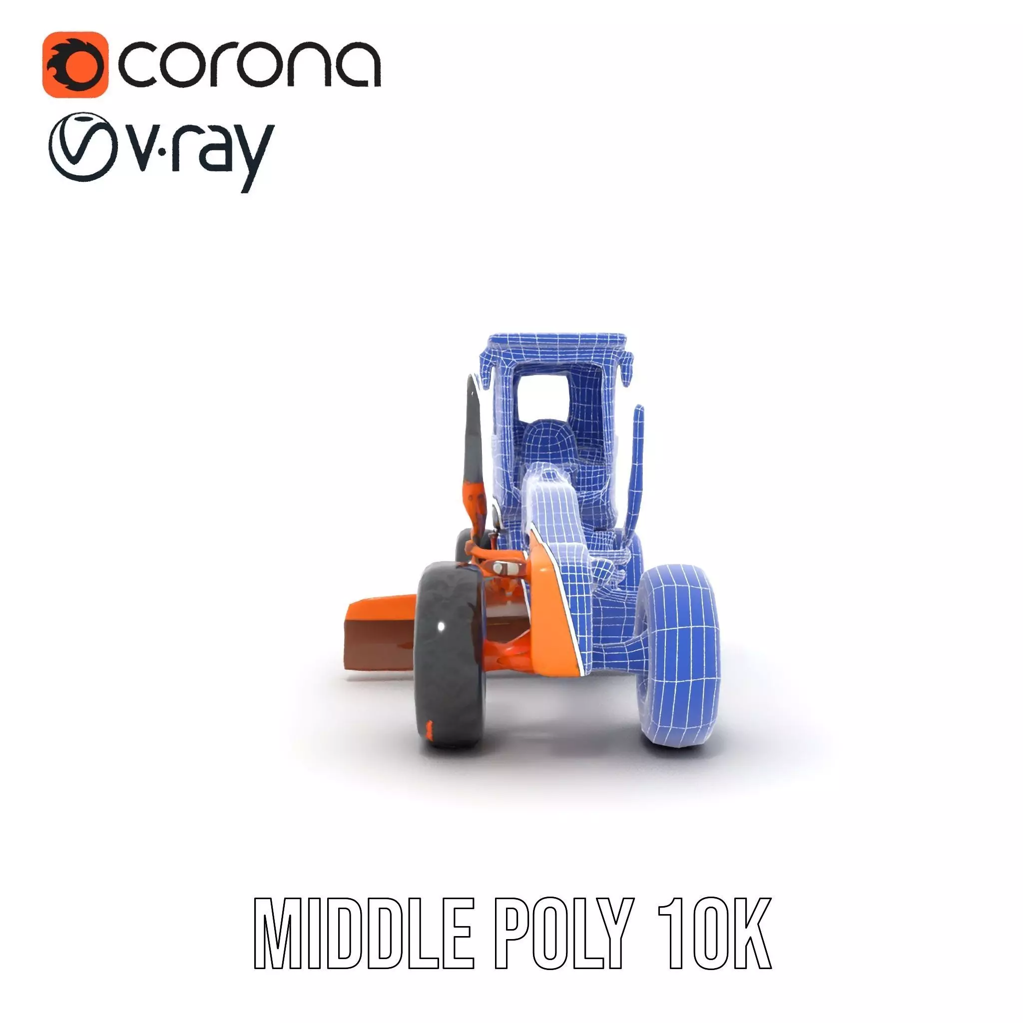 Orange Road Grader model pack Low-poly 3D model_24
