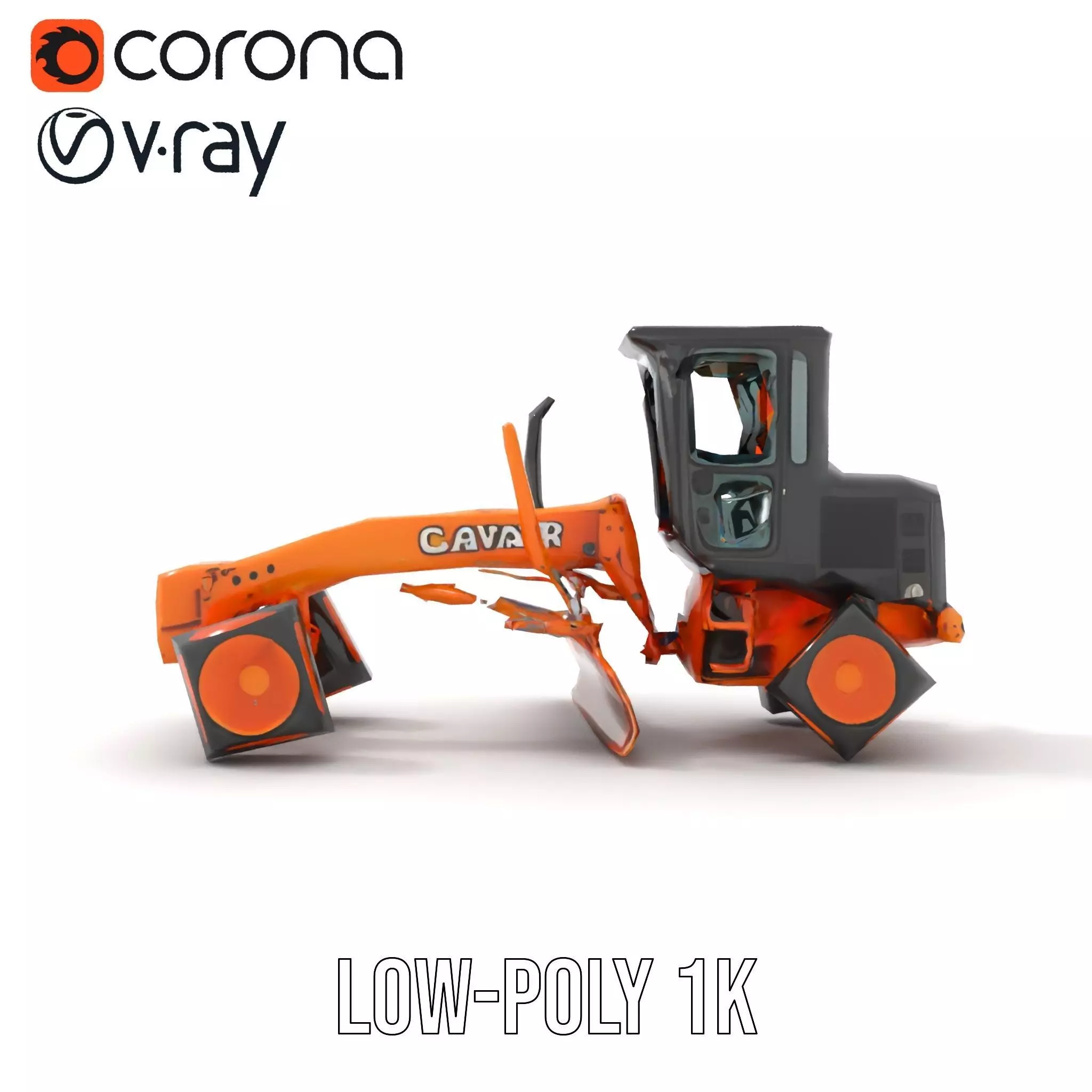 Orange Road Grader model pack Low-poly 3D model_25