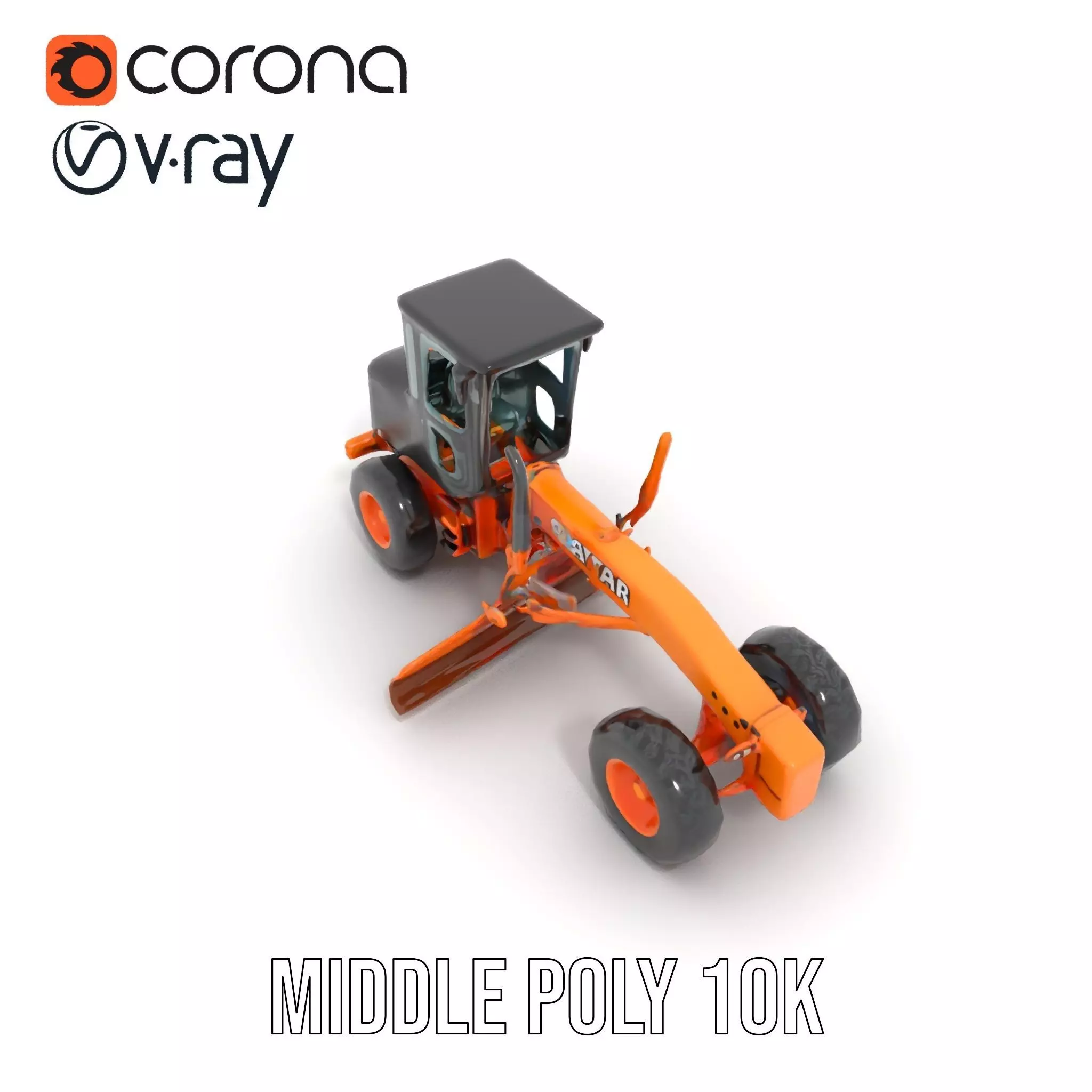 Orange Road Grader model pack Low-poly 3D model_14
