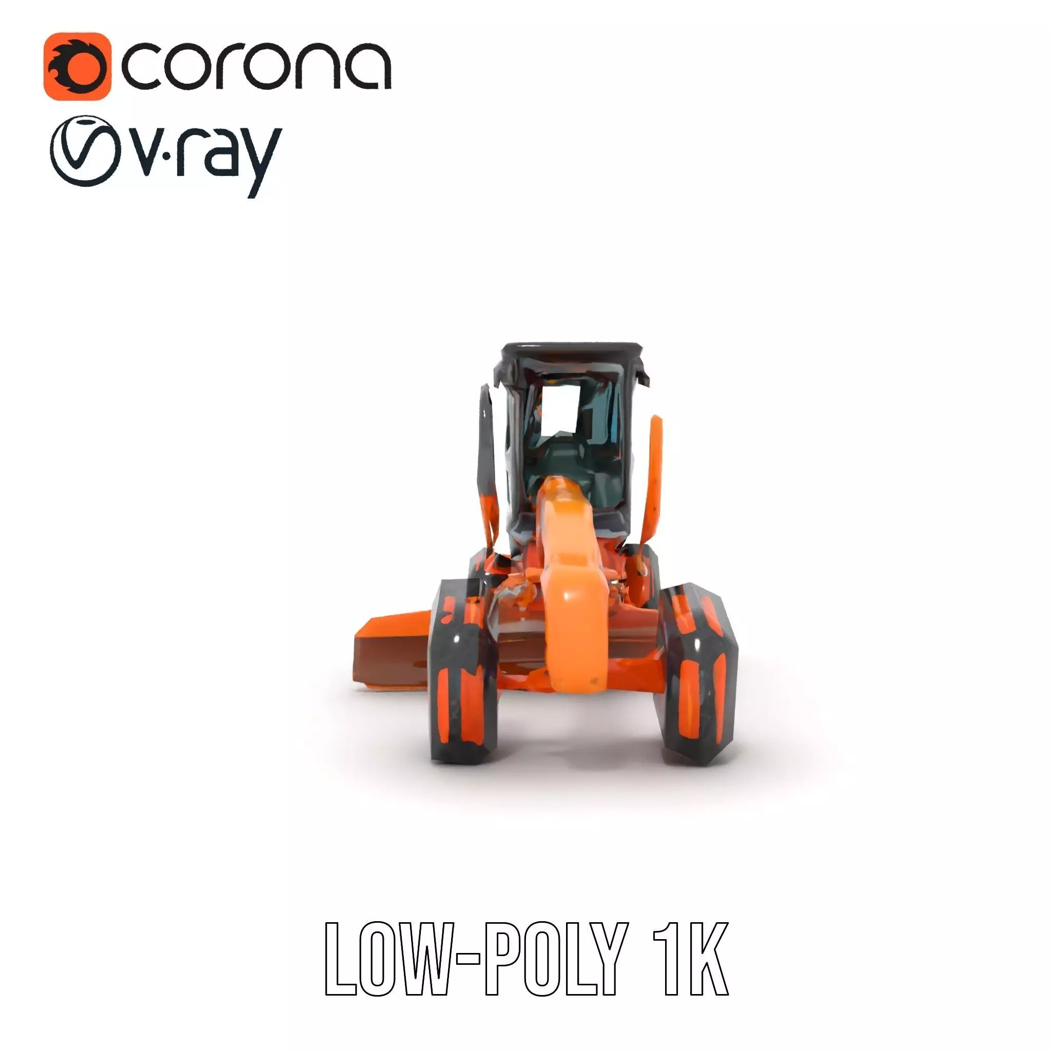 Orange Road Grader model pack Low-poly 3D model_15