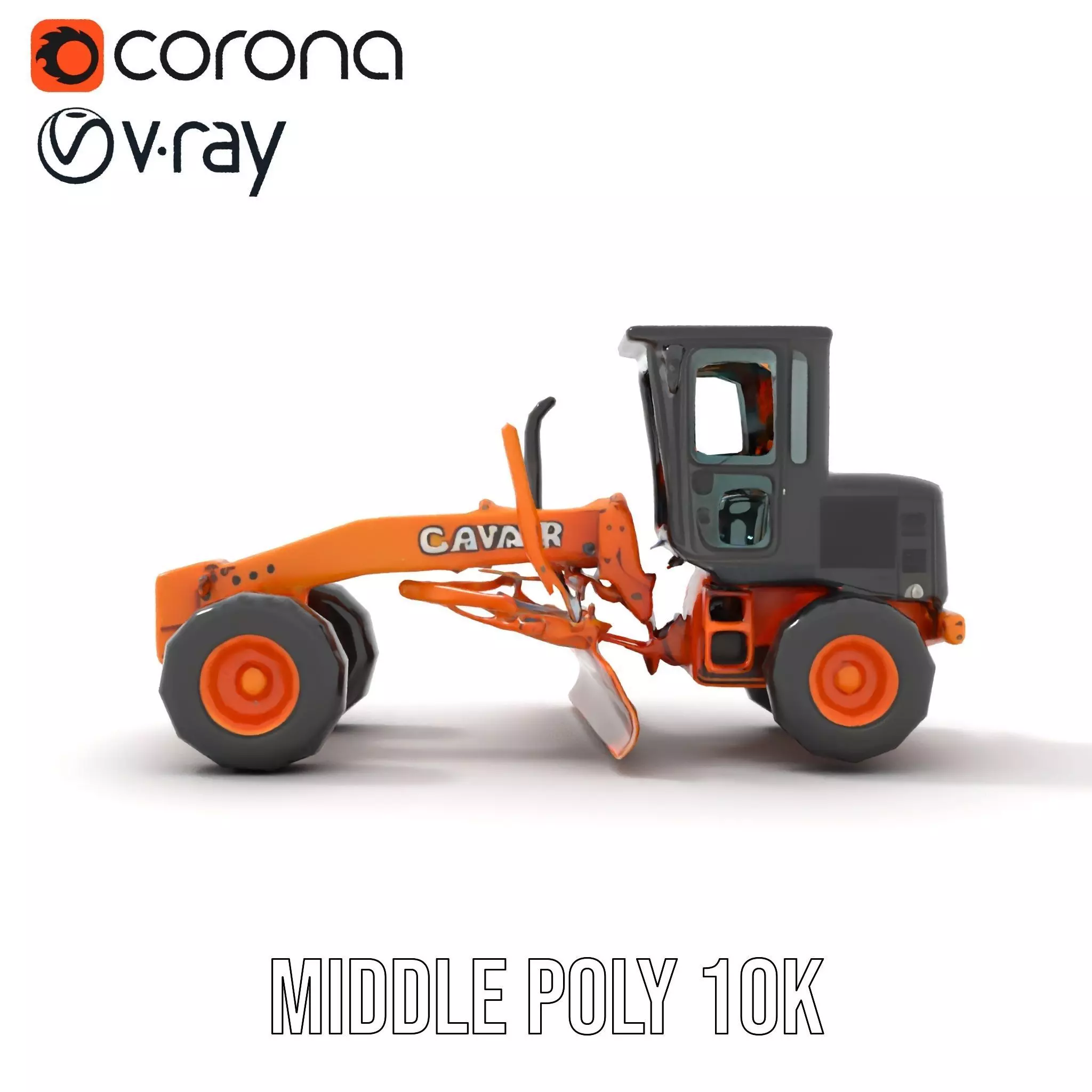 Orange Road Grader model pack Low-poly 3D model_5