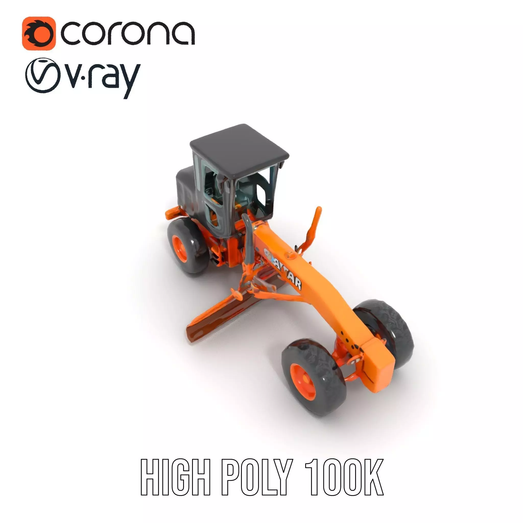 Orange Road Grader model pack Low-poly 3D model_23