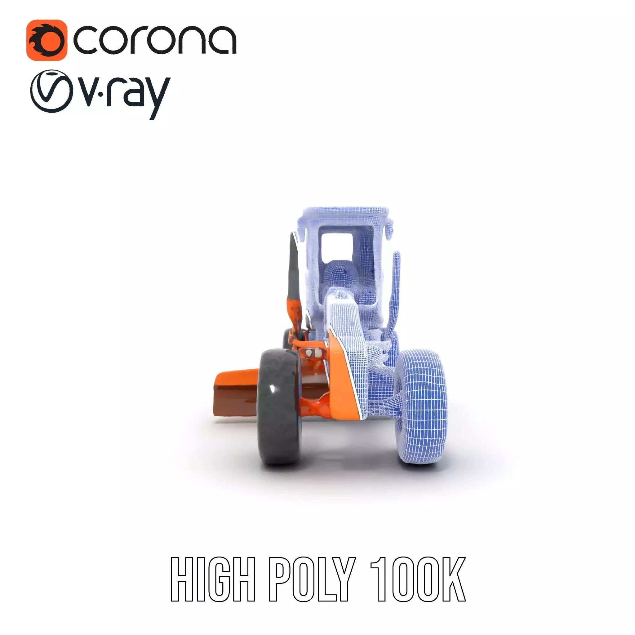 Orange Road Grader model pack Low-poly 3D model_34