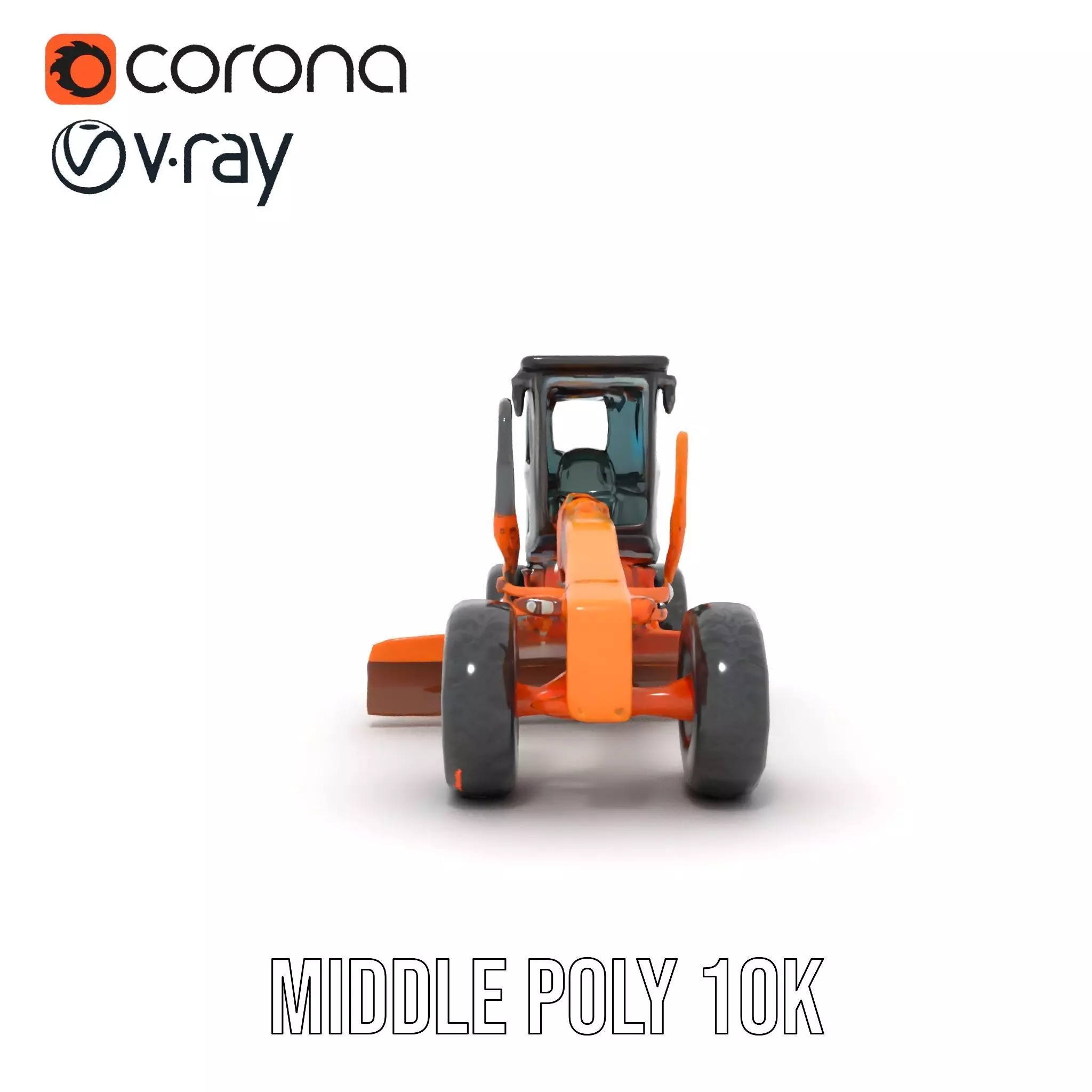 Orange Road Grader model pack Low-poly 3D model_21