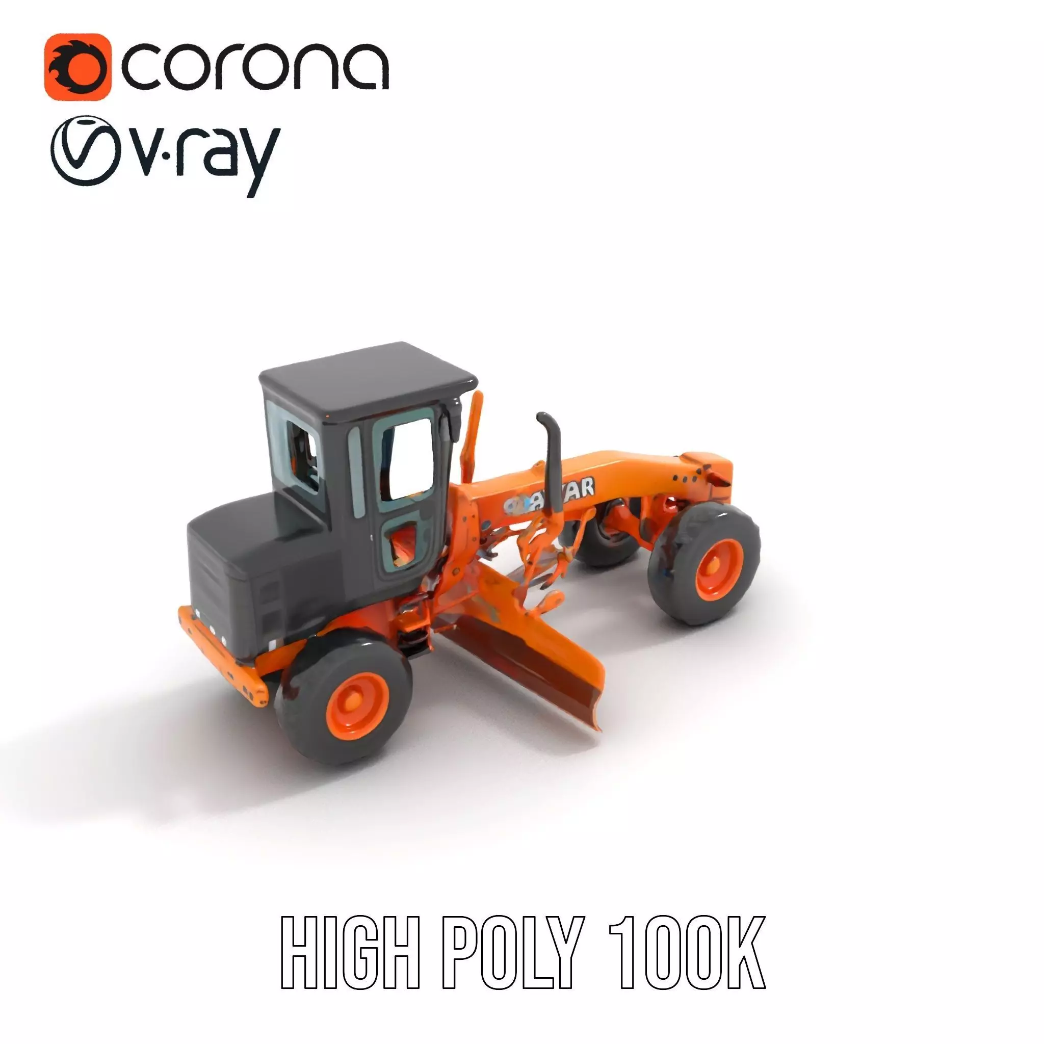 Orange Road Grader model pack Low-poly 3D model_13