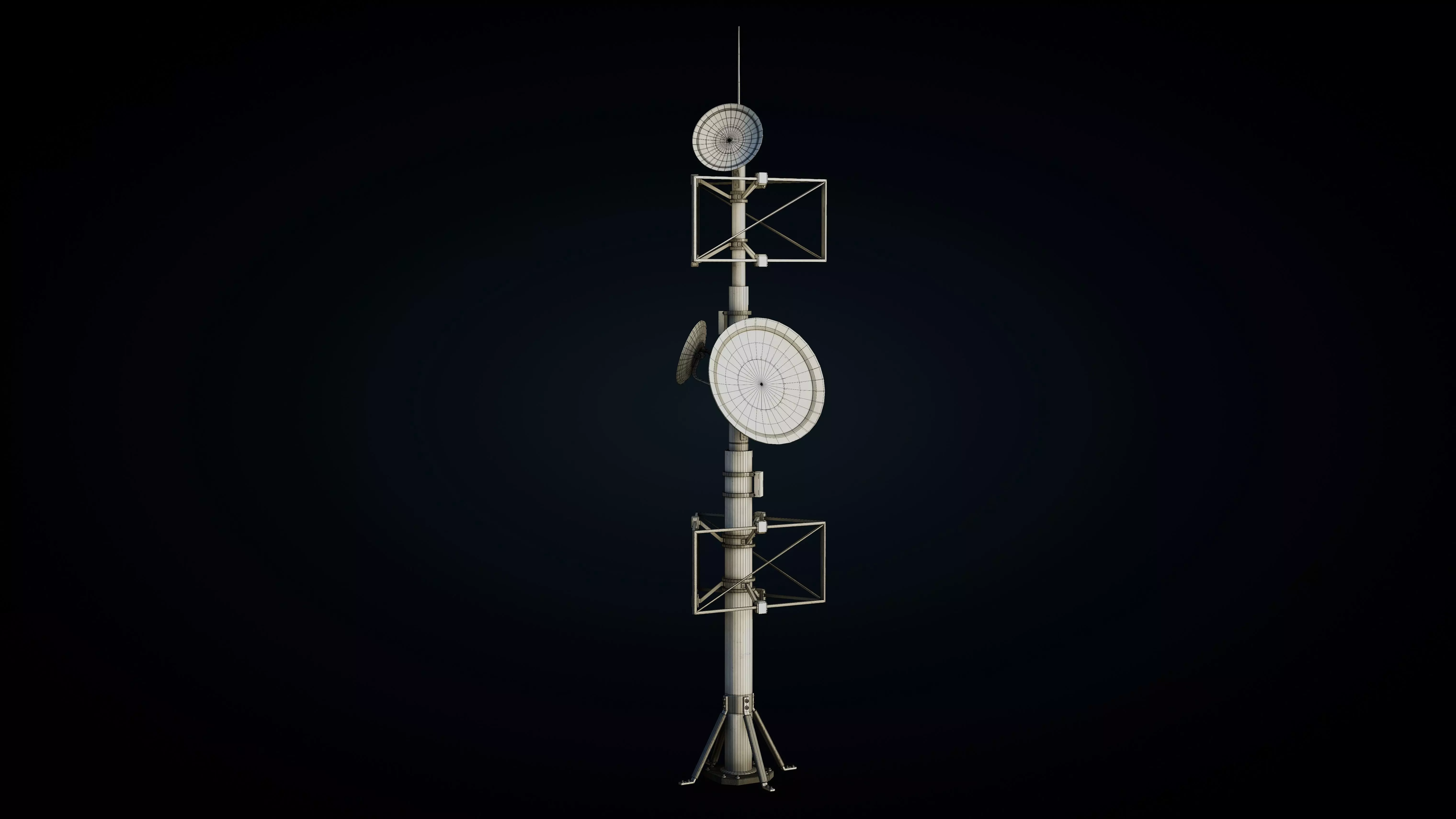 Antenna Large Industrial - Parabolic Roof Unit - Type A Low-poly 3D model_2