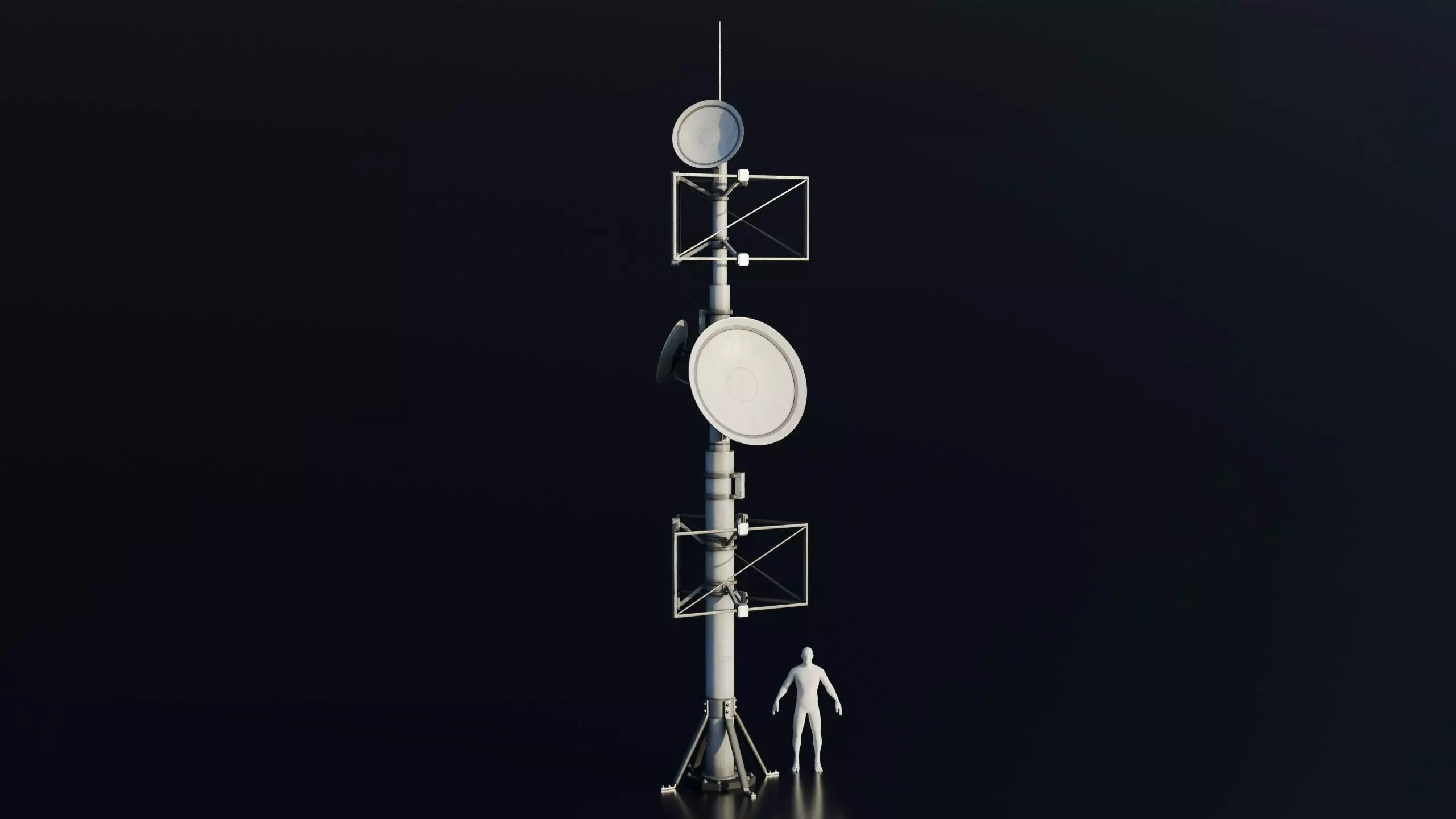 Antenna Large Industrial - Parabolic Roof Unit - Type A Low-poly 3D model_7