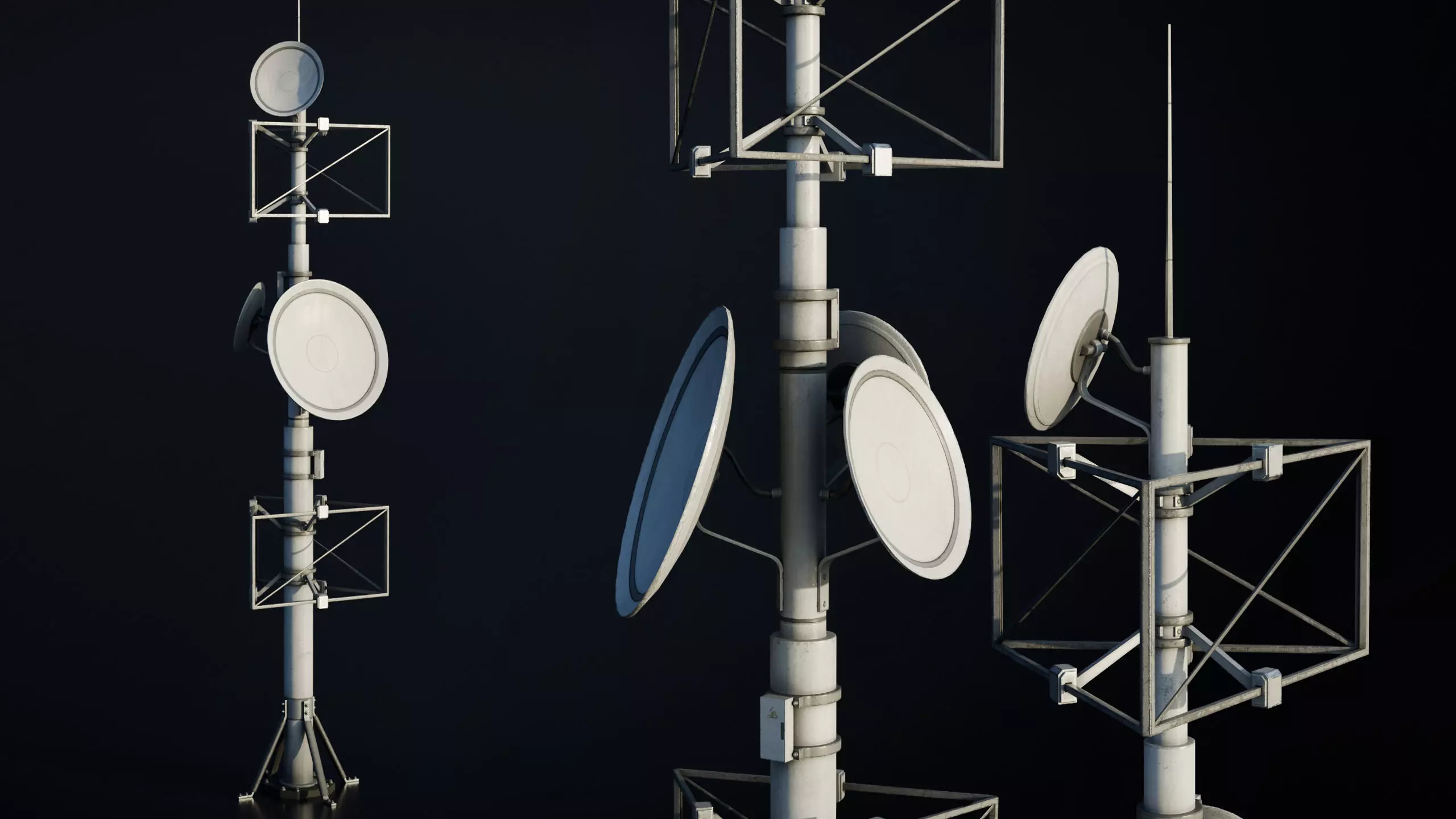 Antenna Large Industrial - Parabolic Roof Unit - Type A Low-poly 3D model_0