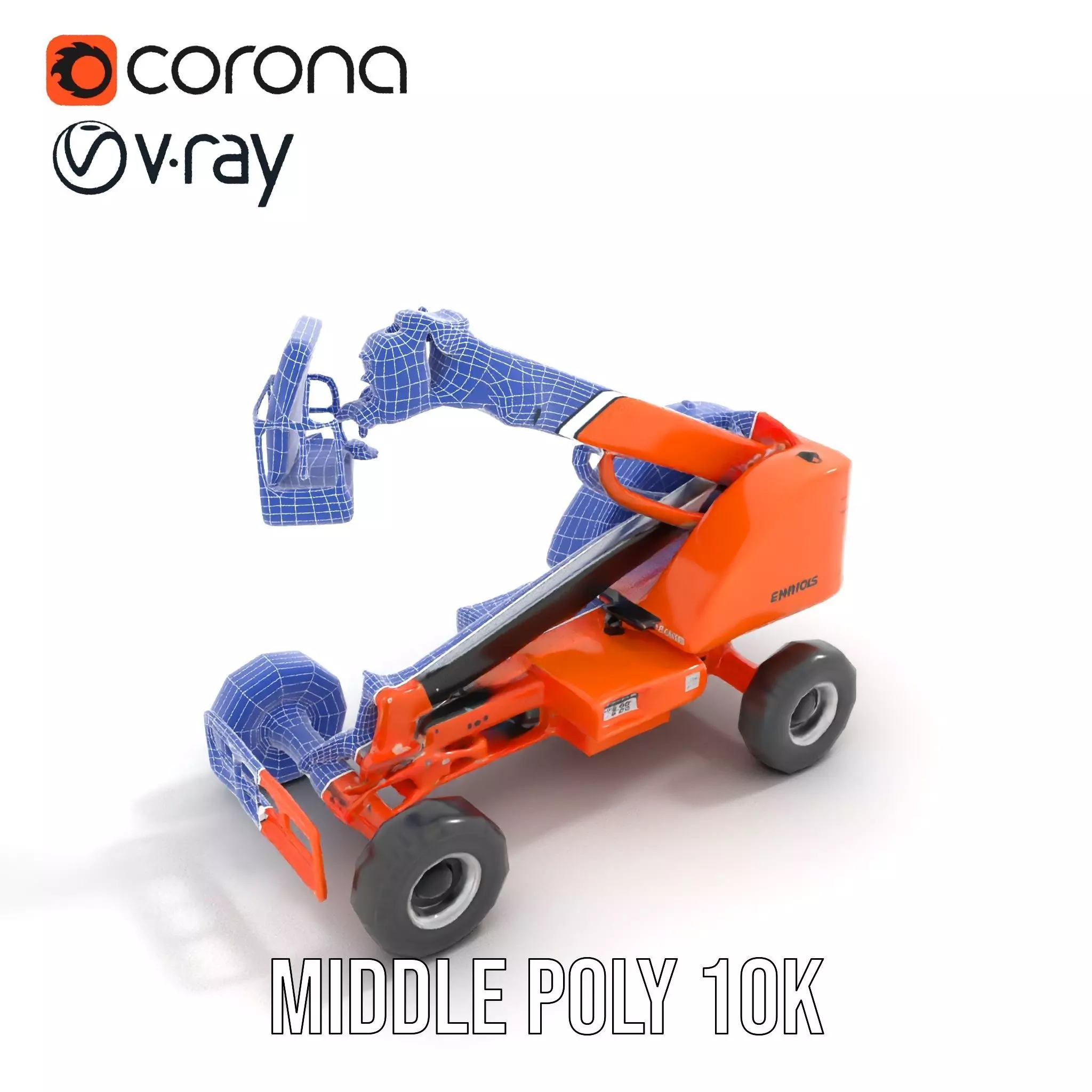 Orange Boom Lift model pack Low-poly 3D model_24