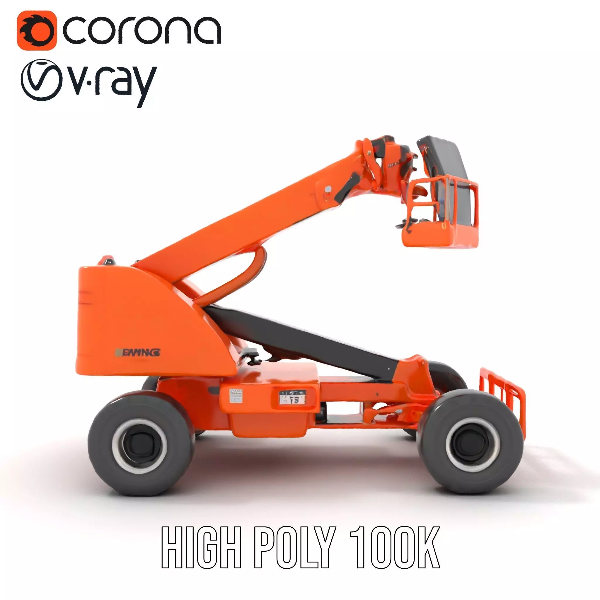 Orange Boom Lift model pack Low-poly 3D model_17