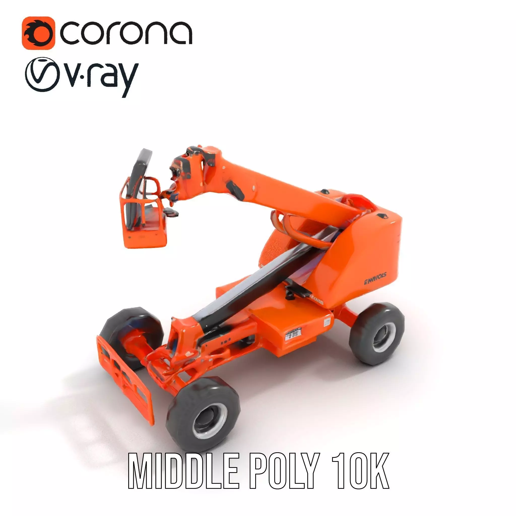 Orange Boom Lift model pack Low-poly 3D model_5