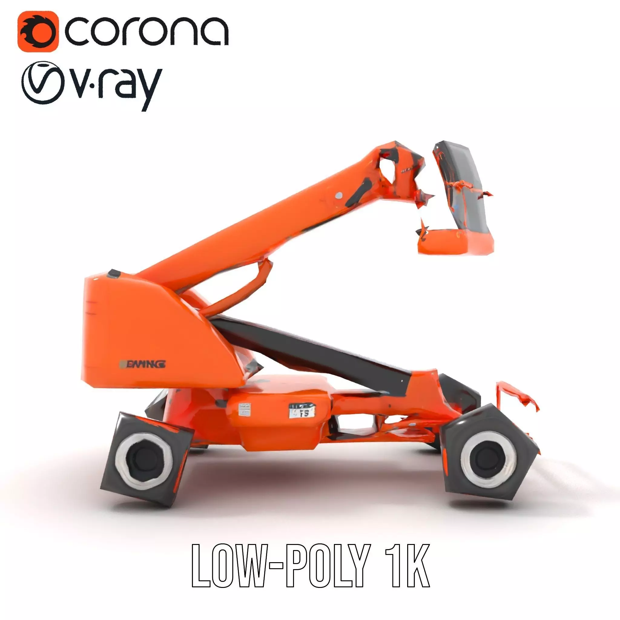 Orange Boom Lift model pack Low-poly 3D model_16