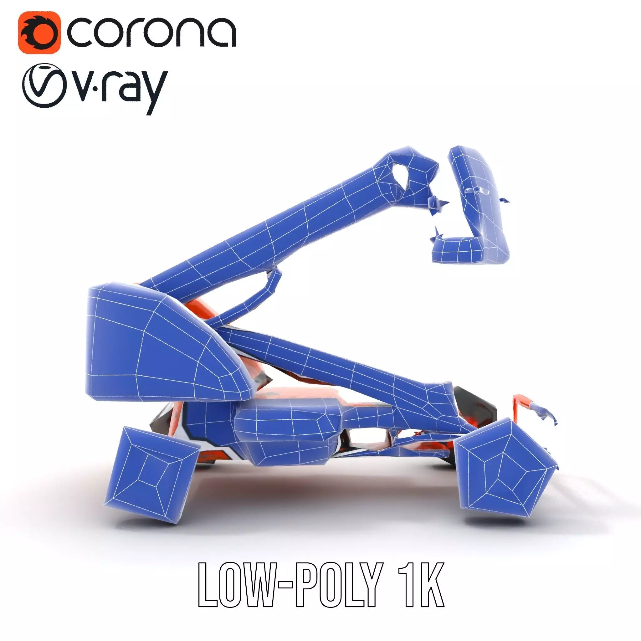 Orange Boom Lift model pack Low-poly 3D model_30