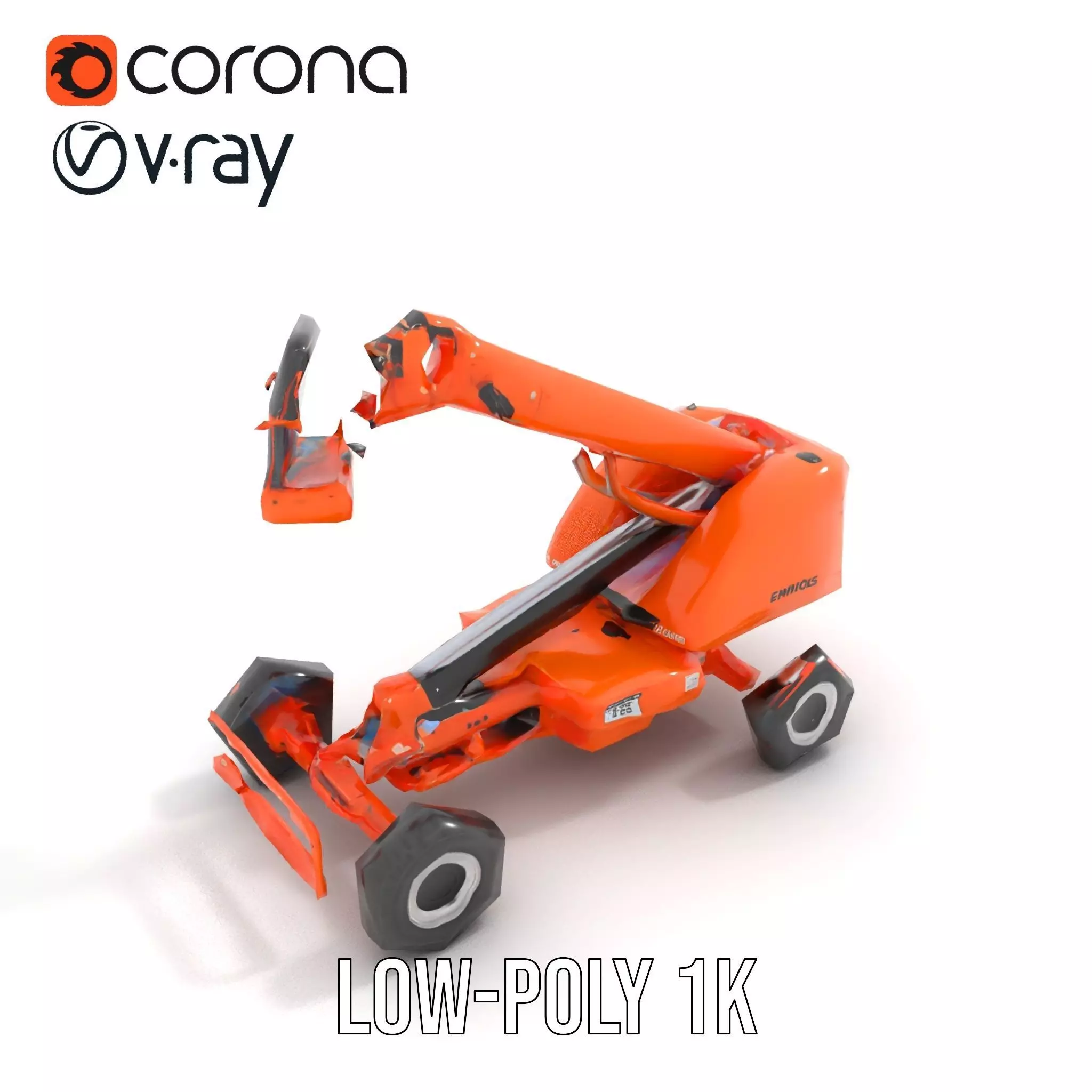 Orange Boom Lift model pack Low-poly 3D model_14