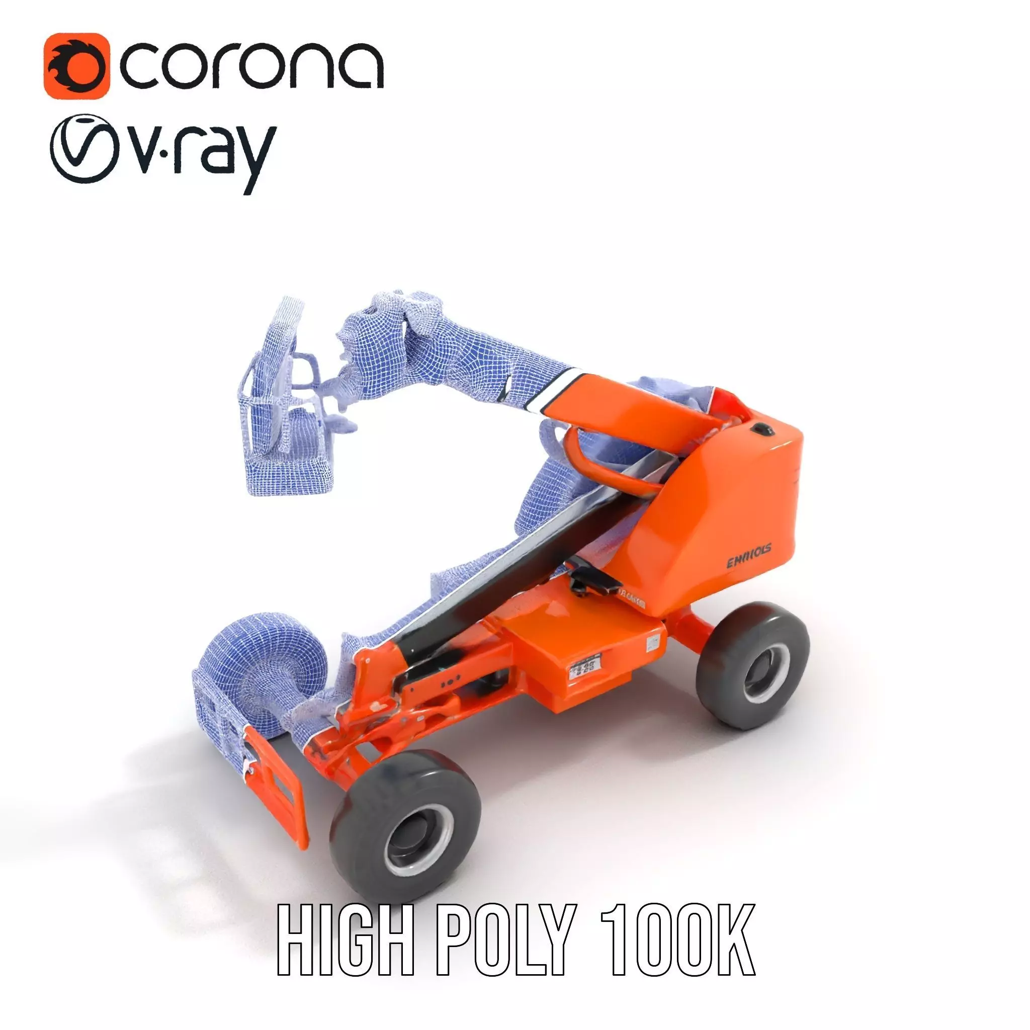 Orange Boom Lift model pack Low-poly 3D model_20