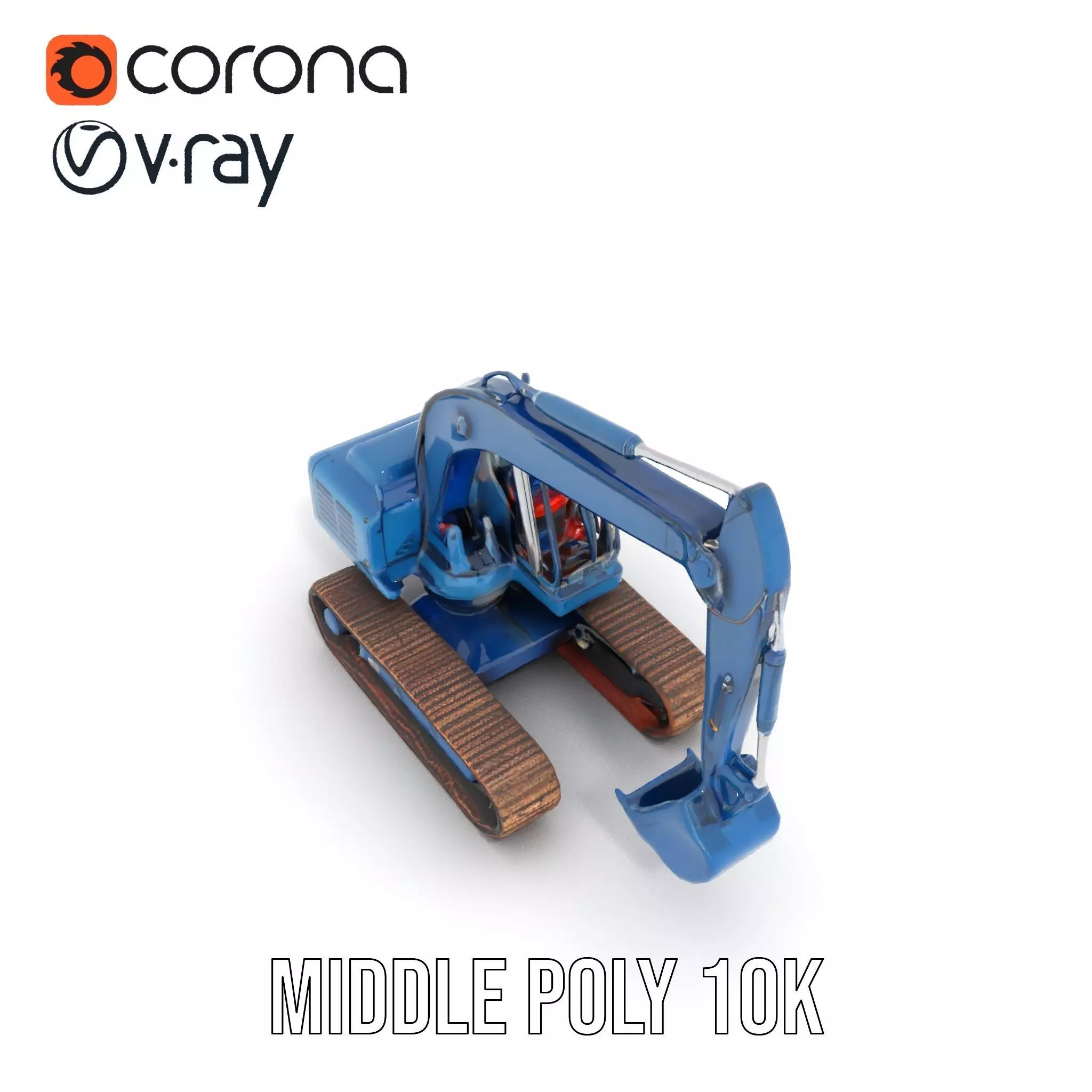 Steel Blue Excavator model pack Low-poly 3D model_16