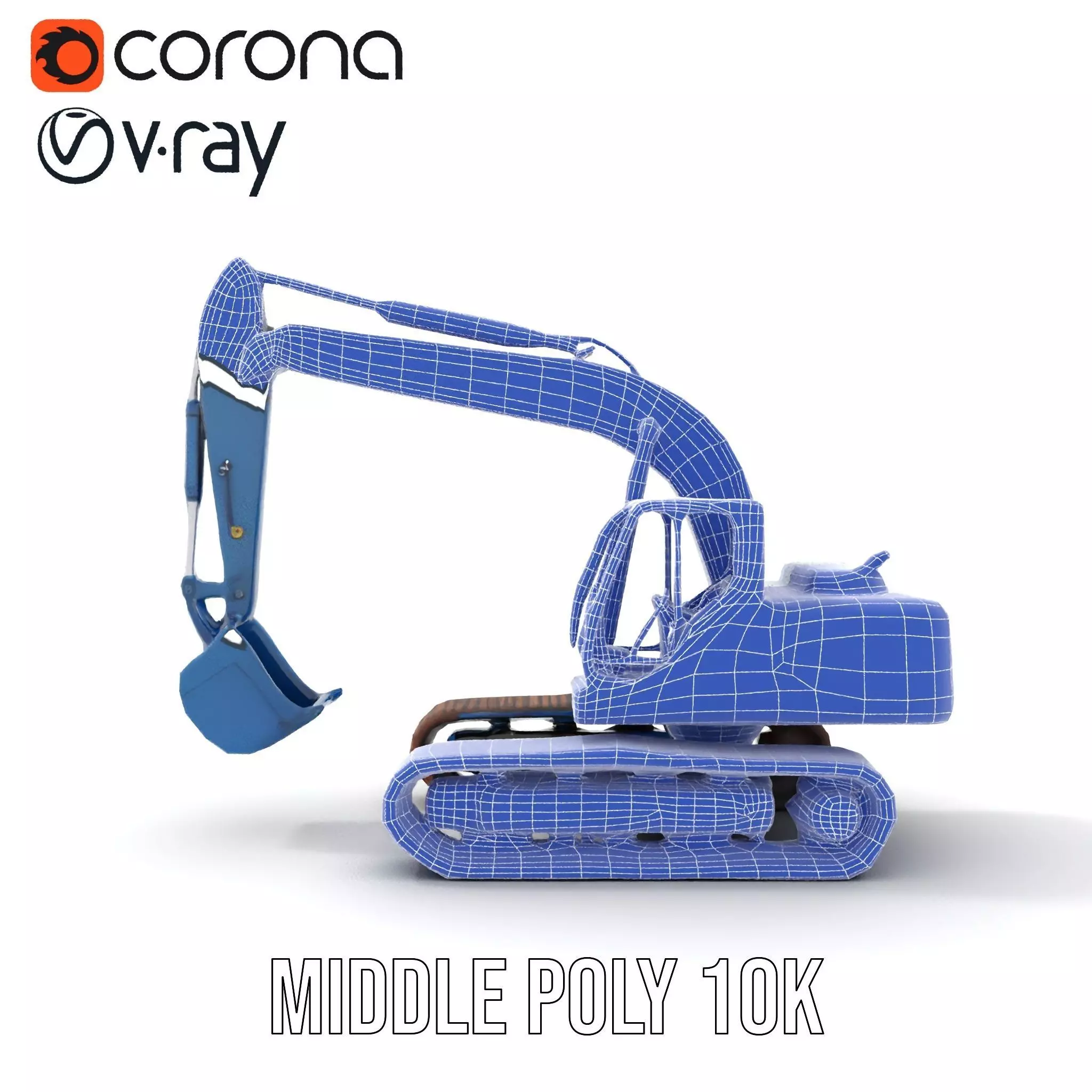 Steel Blue Excavator model pack Low-poly 3D model_27