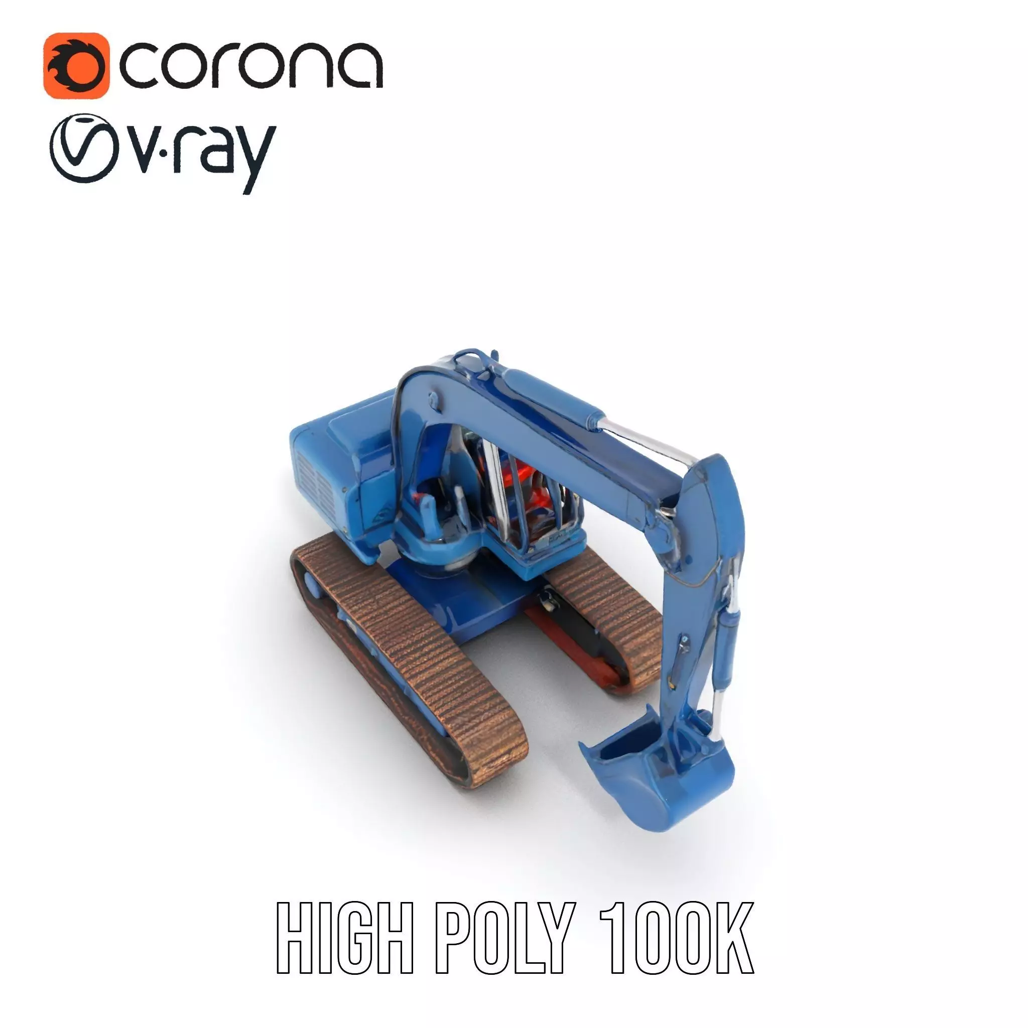 Steel Blue Excavator model pack Low-poly 3D model_20