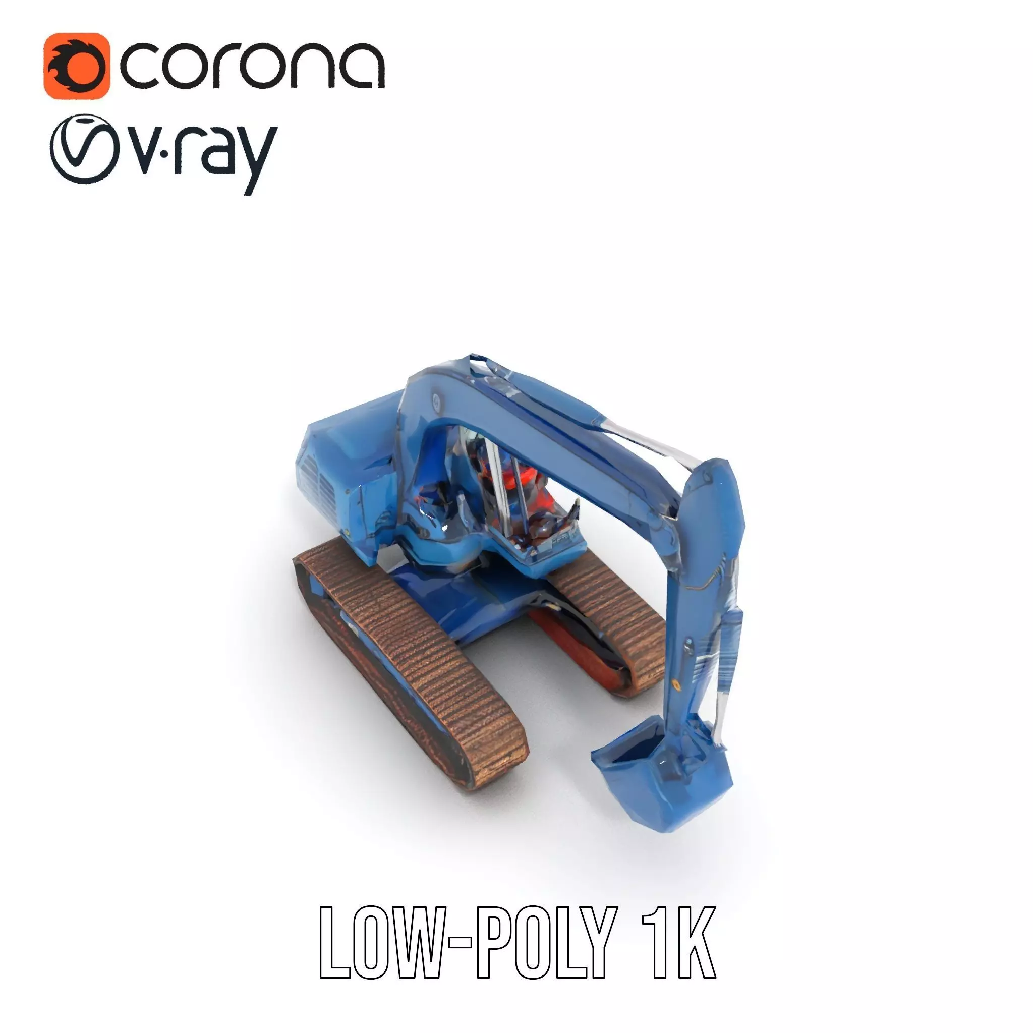Steel Blue Excavator model pack Low-poly 3D model_17