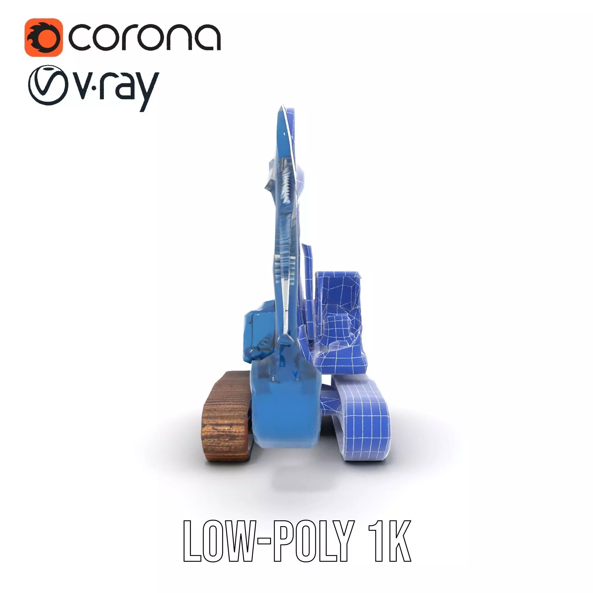 Steel Blue Excavator model pack Low-poly 3D model_28
