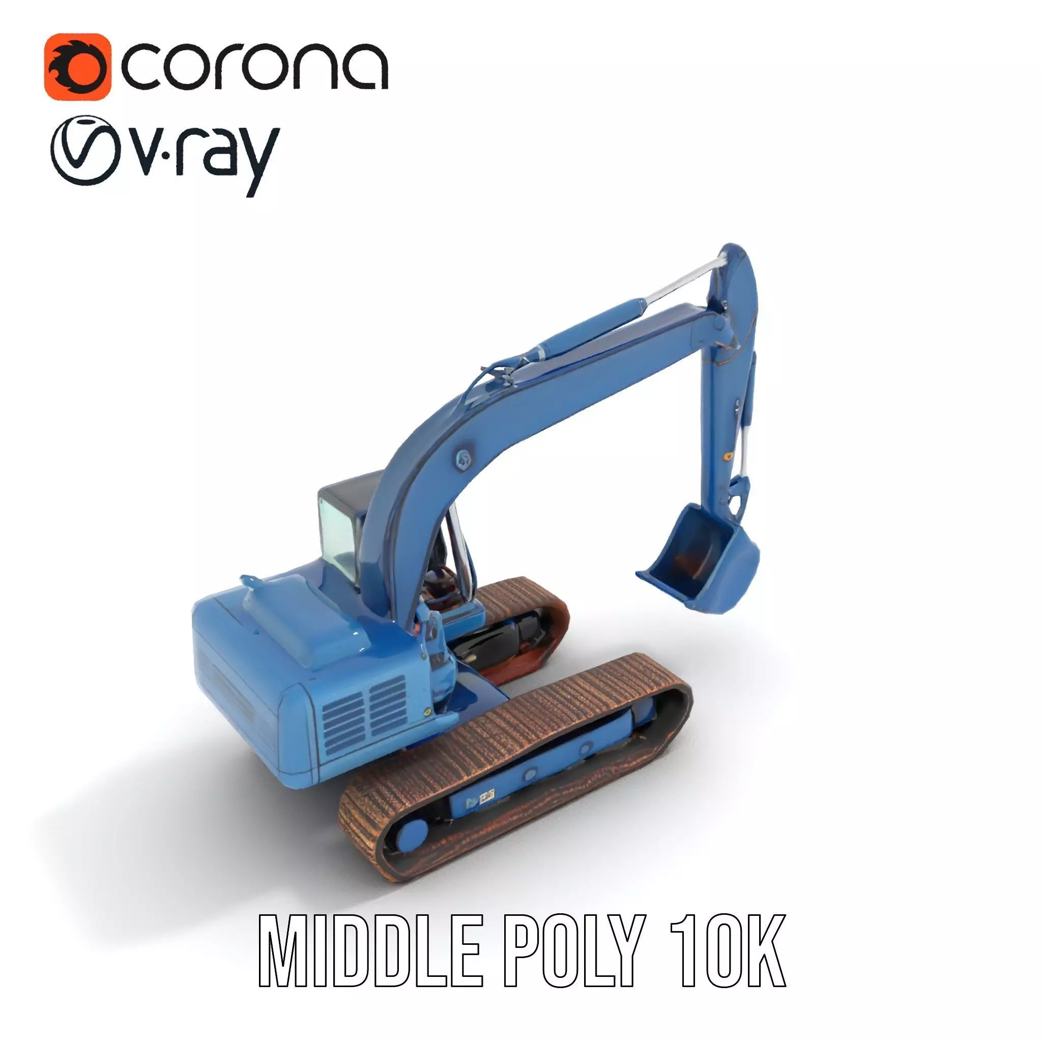 Steel Blue Excavator model pack Low-poly 3D model_6