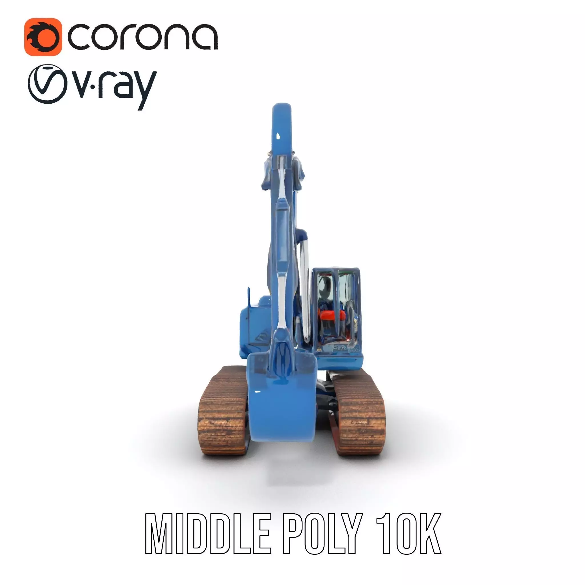 Steel Blue Excavator model pack Low-poly 3D model_11