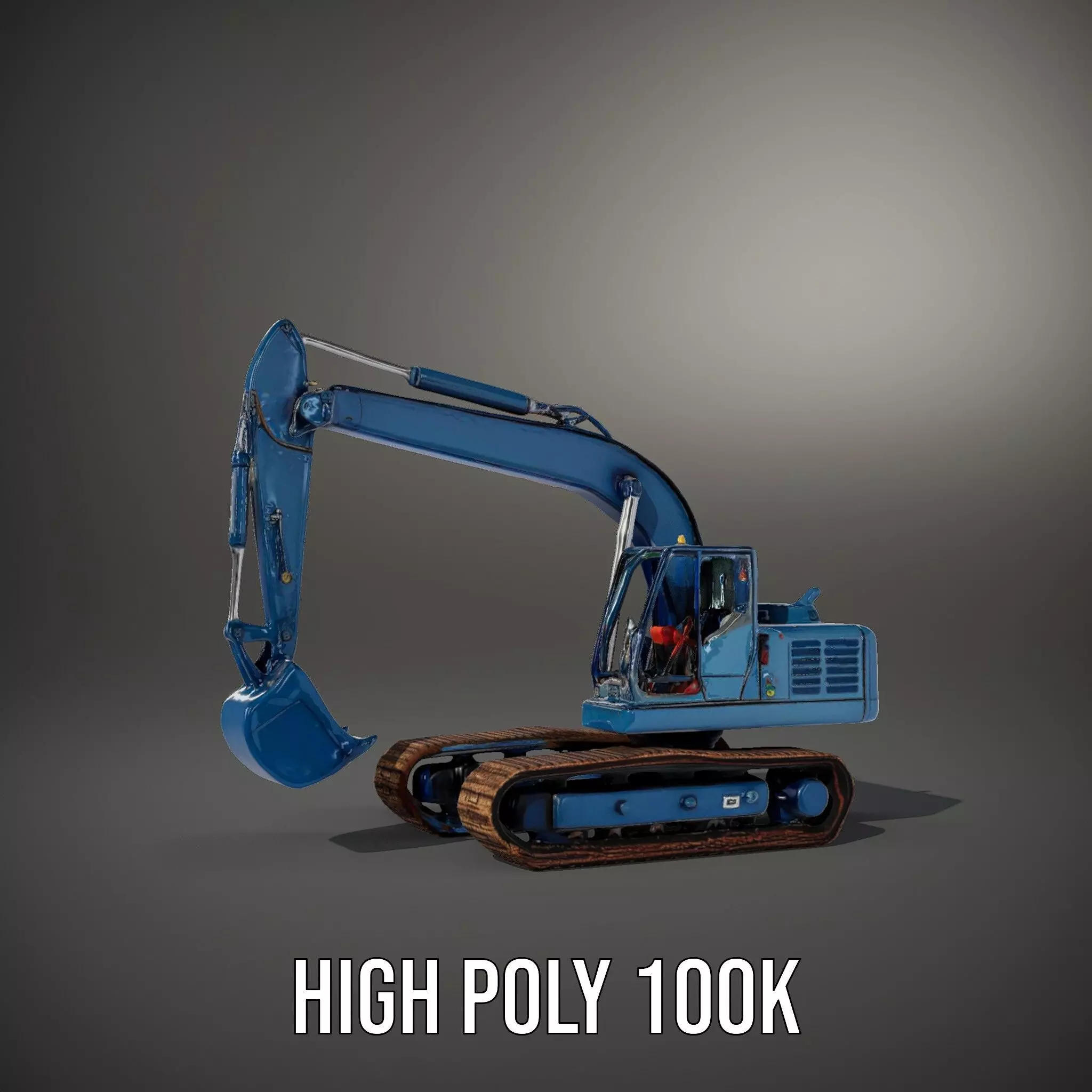 Steel Blue Excavator model pack Low-poly 3D model_10