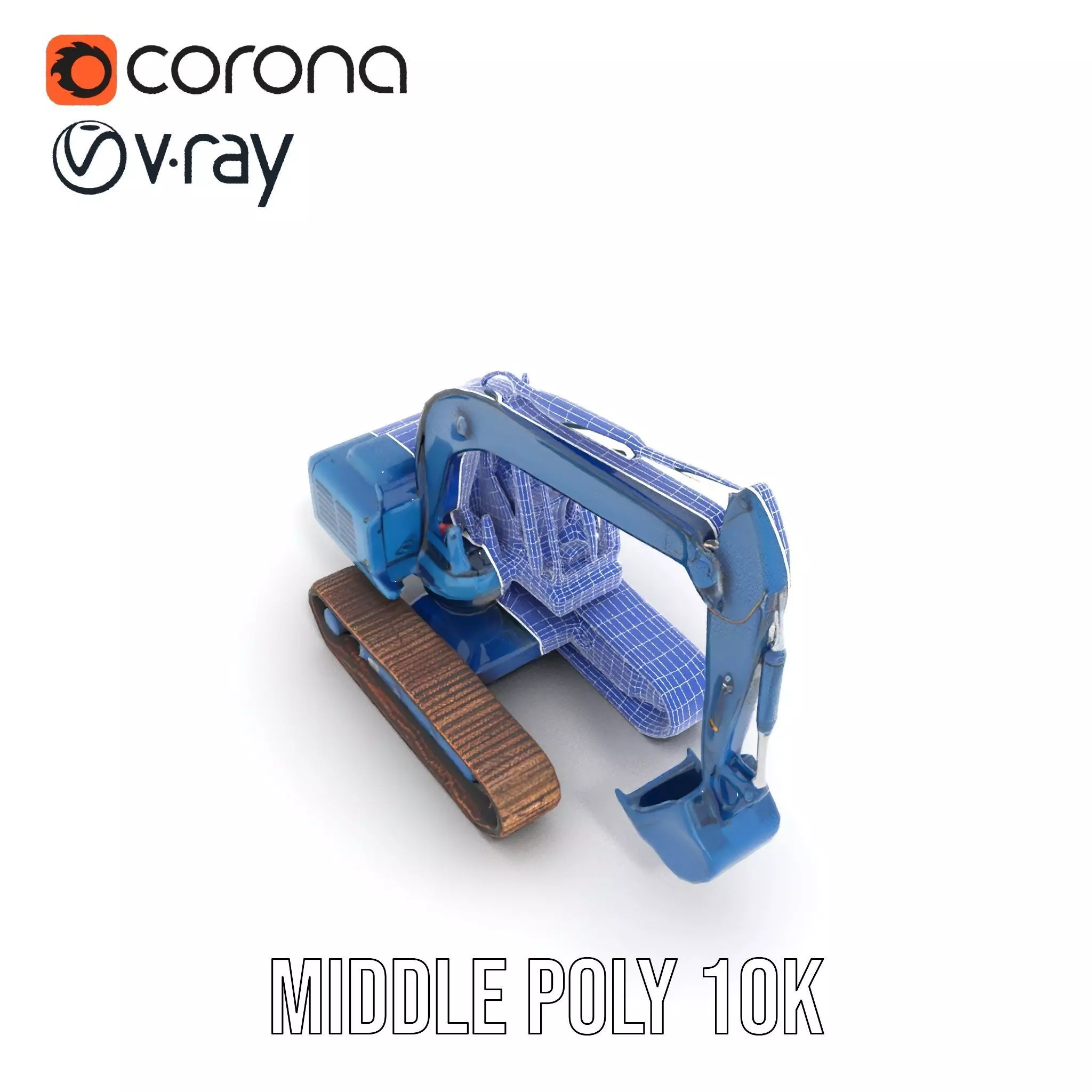 Steel Blue Excavator model pack Low-poly 3D model_24
