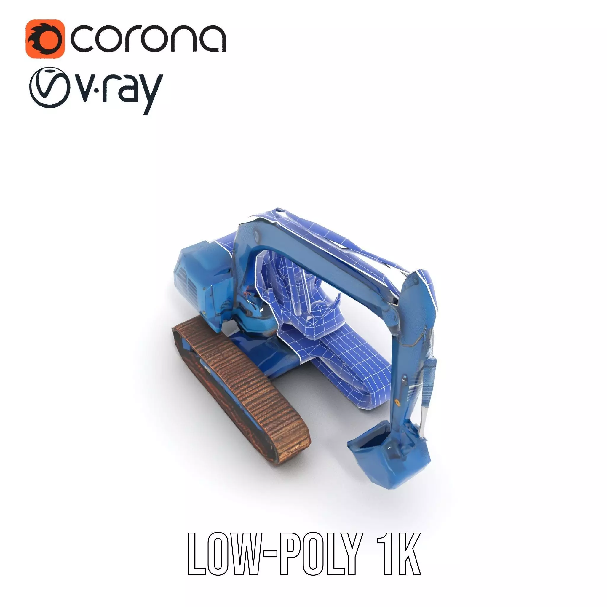Steel Blue Excavator model pack Low-poly 3D model_14