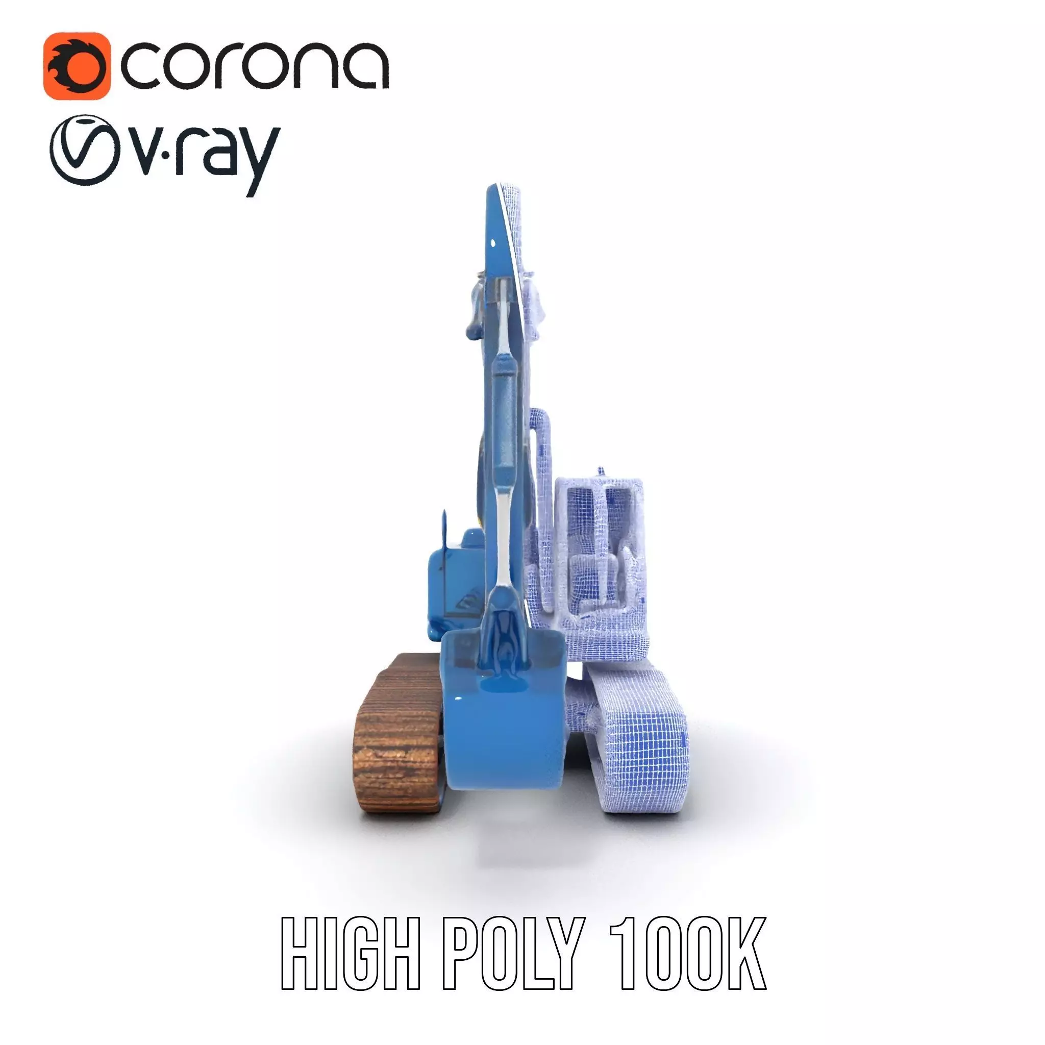 Steel Blue Excavator model pack Low-poly 3D model_26