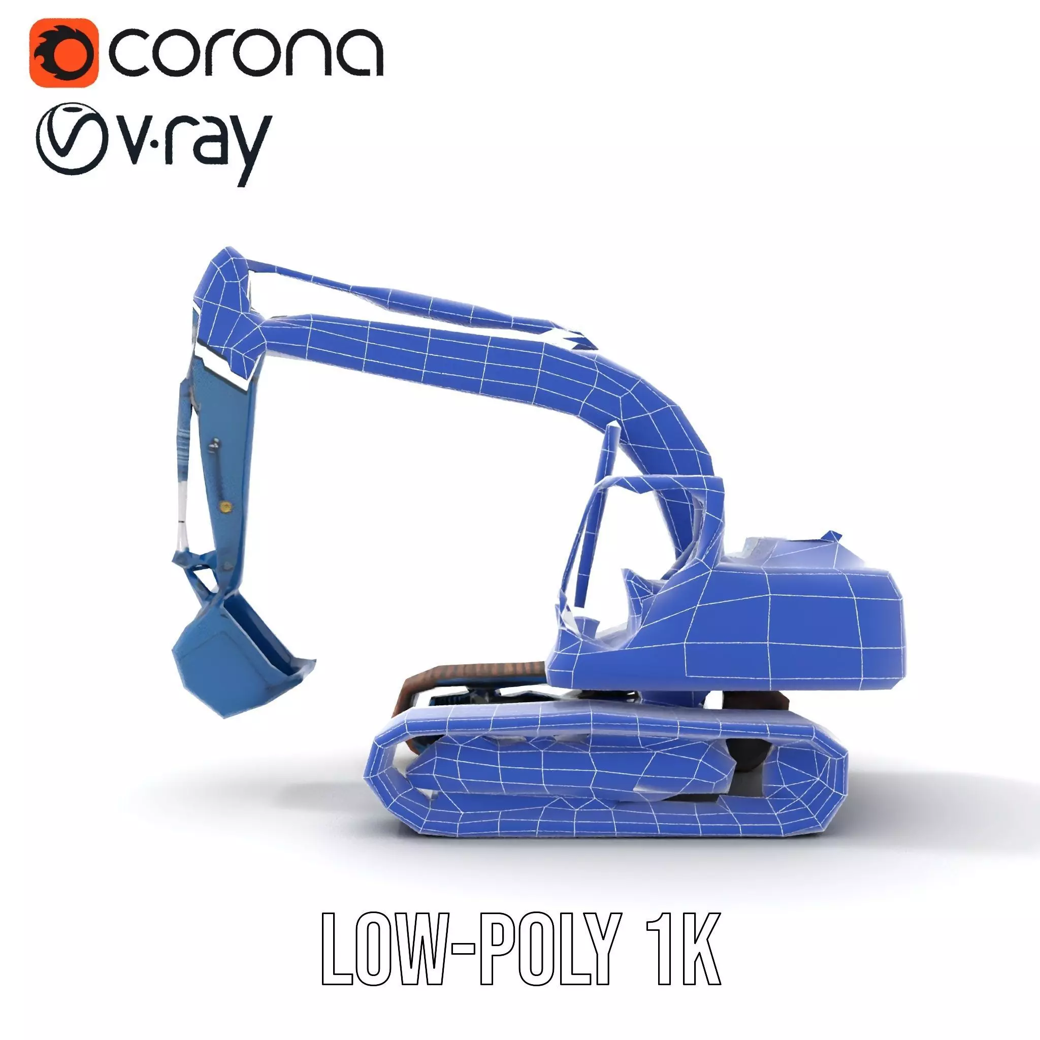 Steel Blue Excavator model pack Low-poly 3D model_19