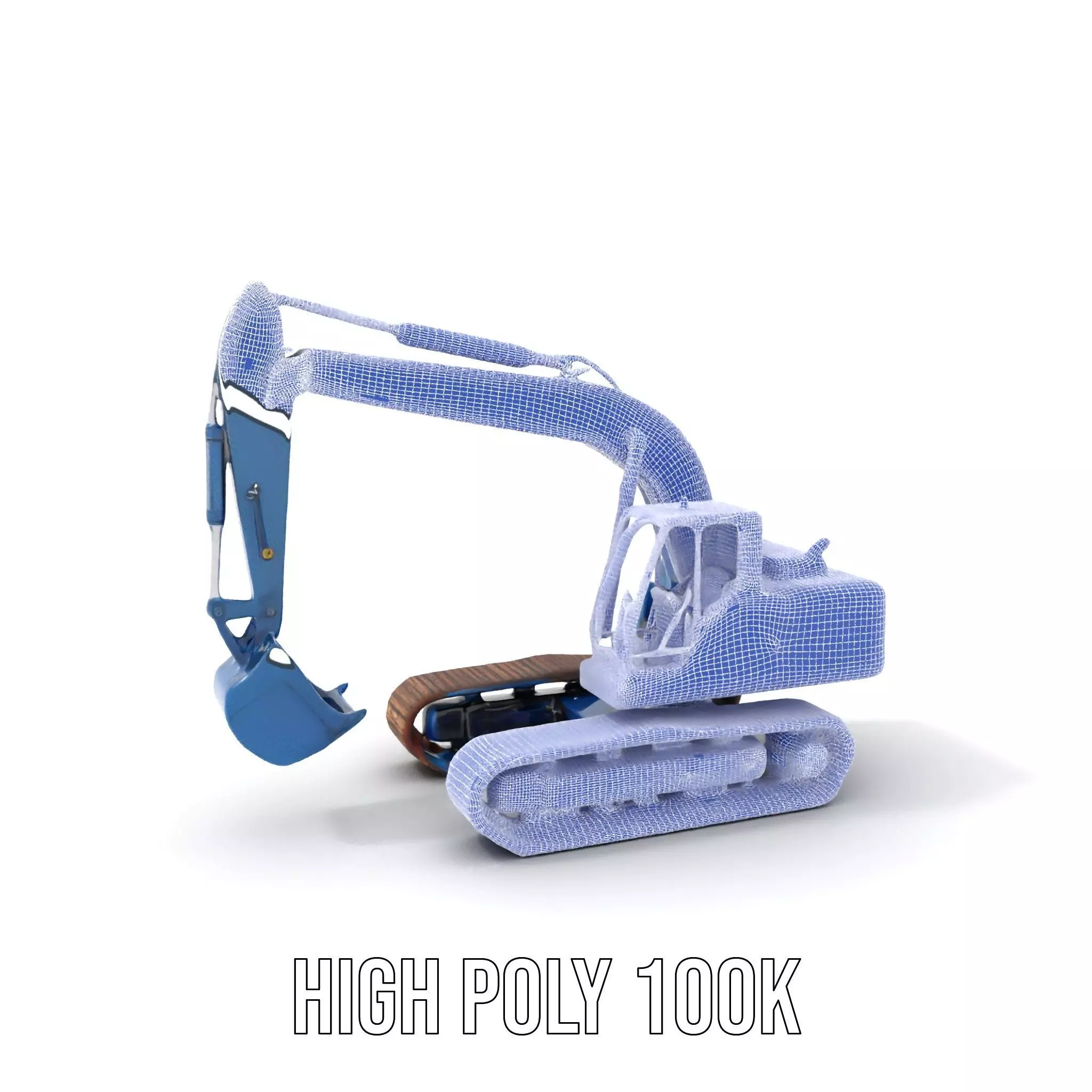 Steel Blue Excavator model pack Low-poly 3D model_4