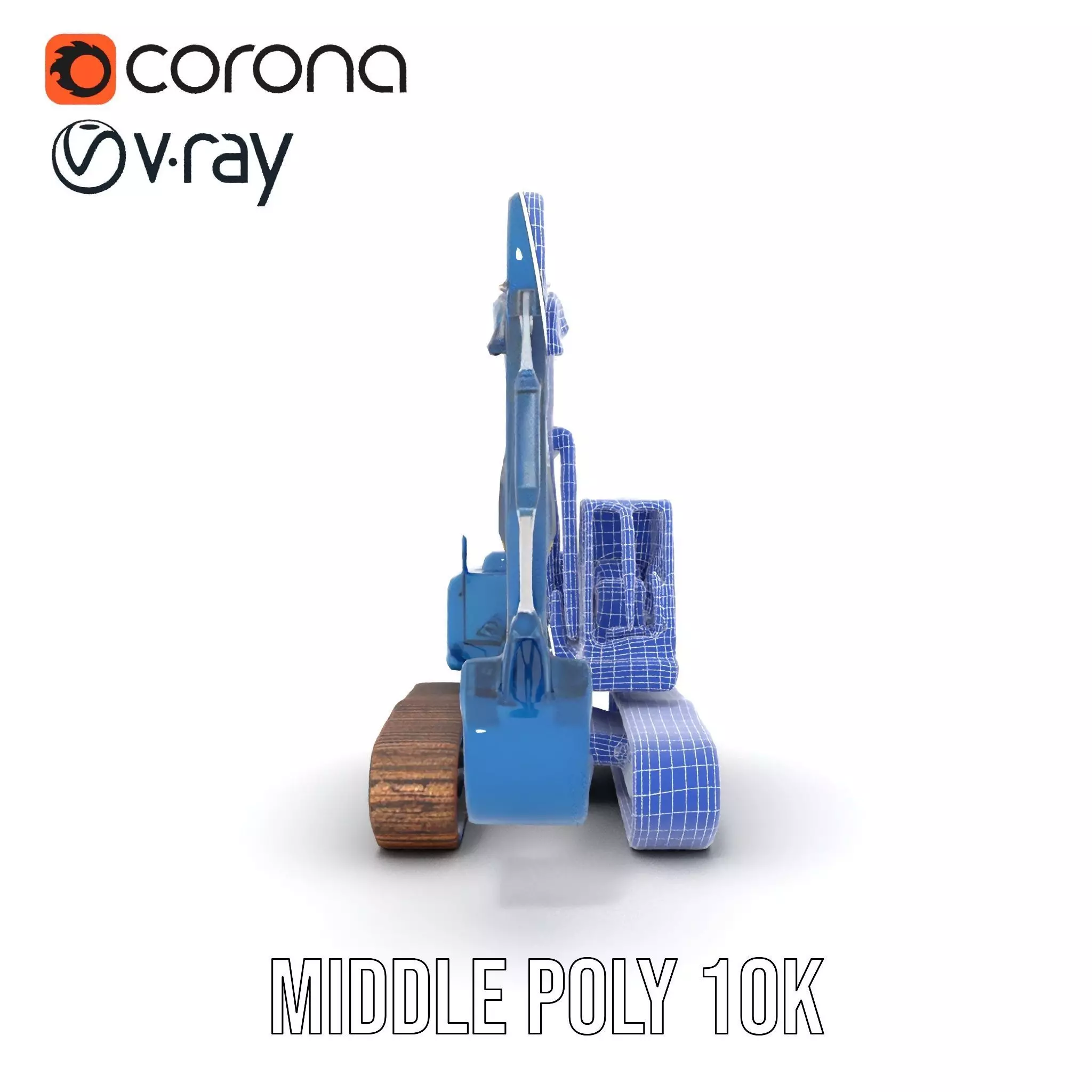 Steel Blue Excavator model pack Low-poly 3D model_18
