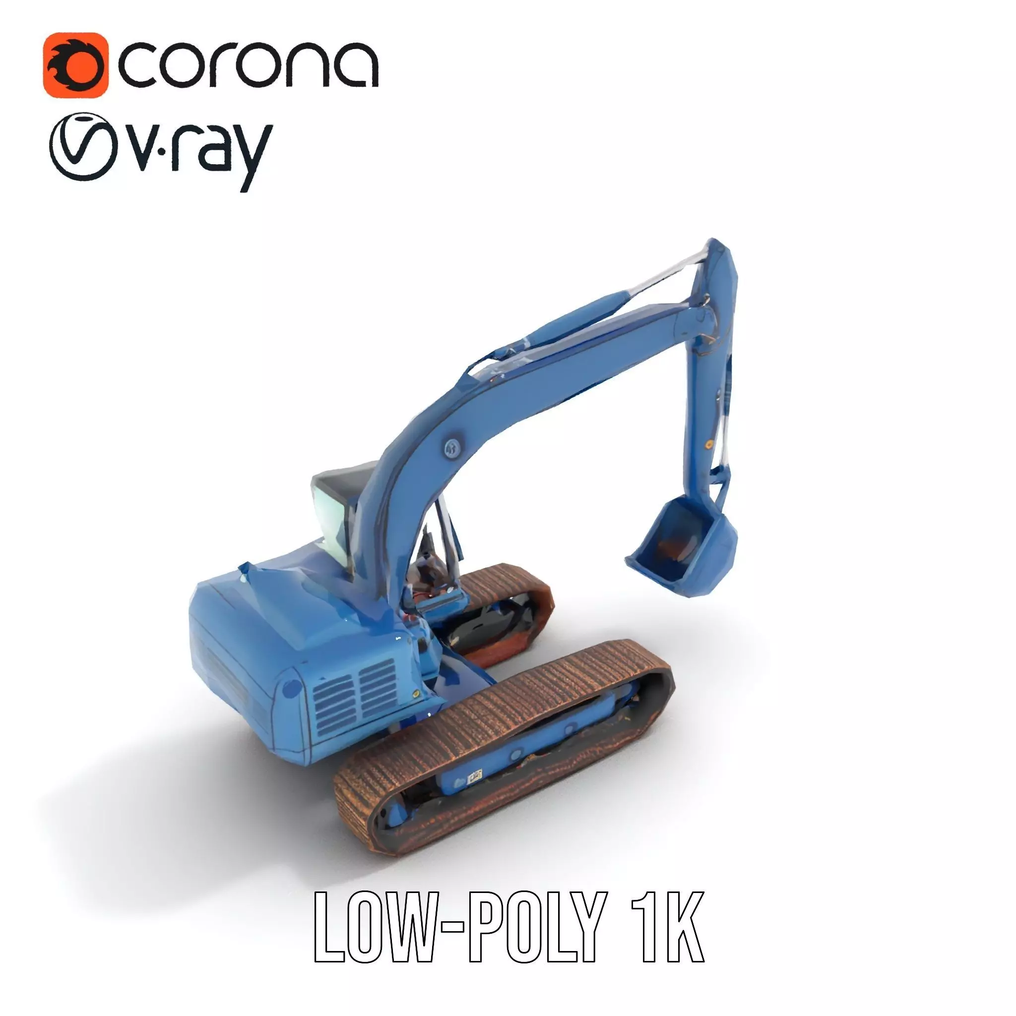 Steel Blue Excavator model pack Low-poly 3D model_7
