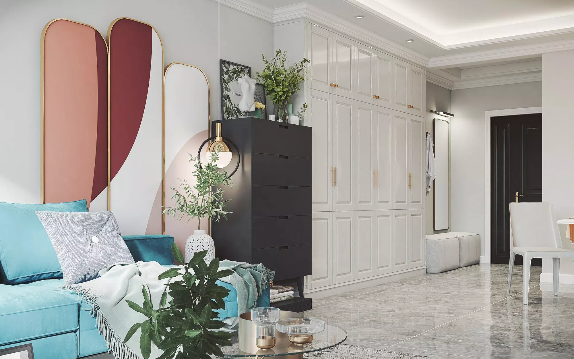 House sofa background hall House sofa background  restaurant 3D model_3