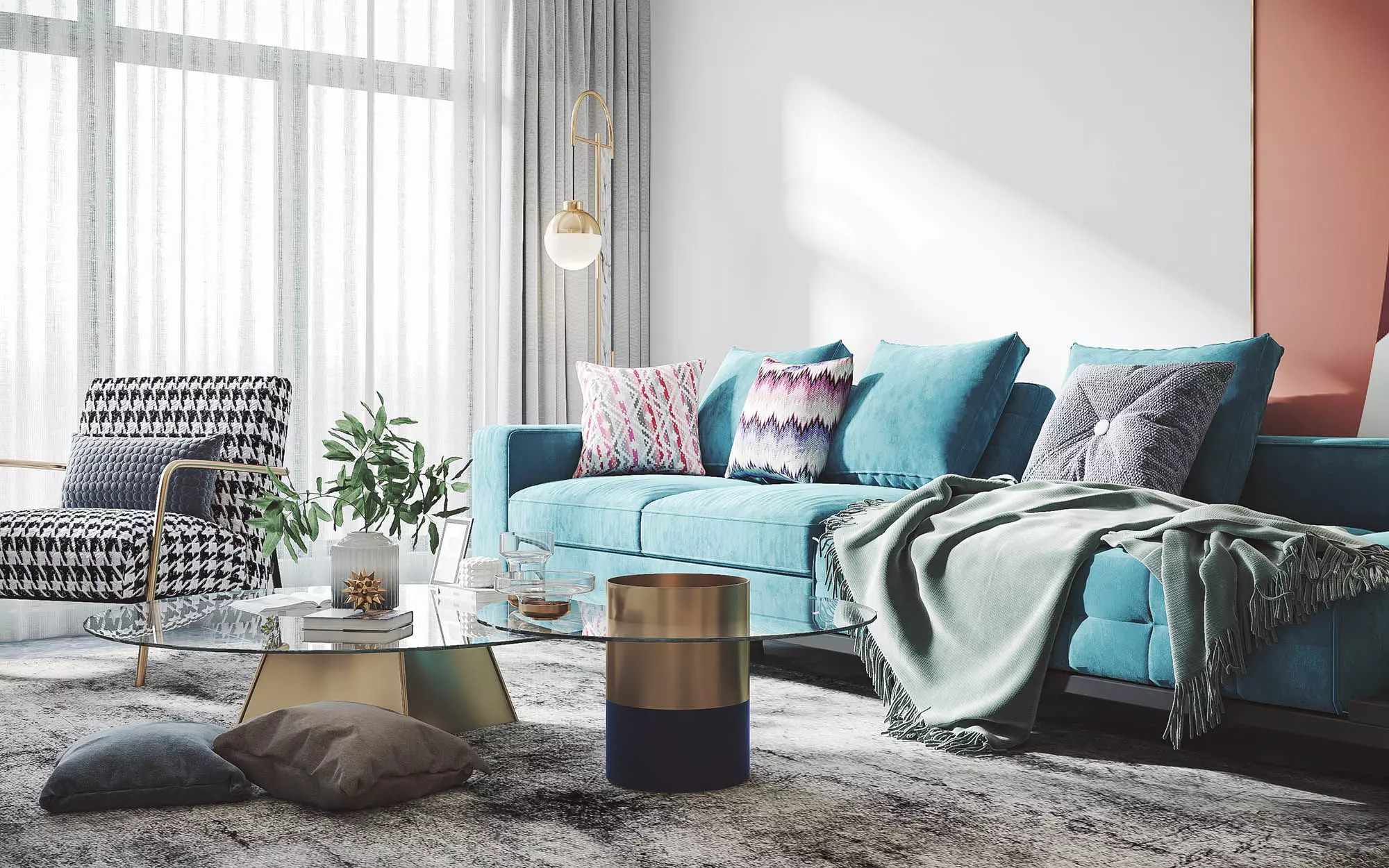 House sofa background hall House sofa background  restaurant 3D model_4