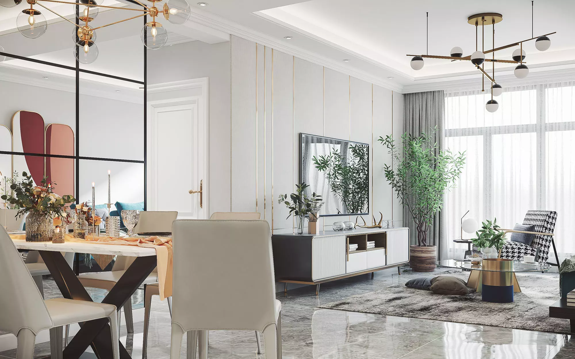 House sofa background hall House sofa background  restaurant 3D model_2