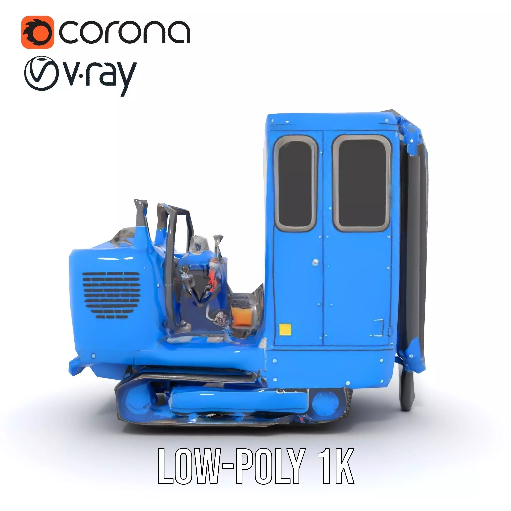 Blue Construction Drill model pack Low-poly 3D model_12