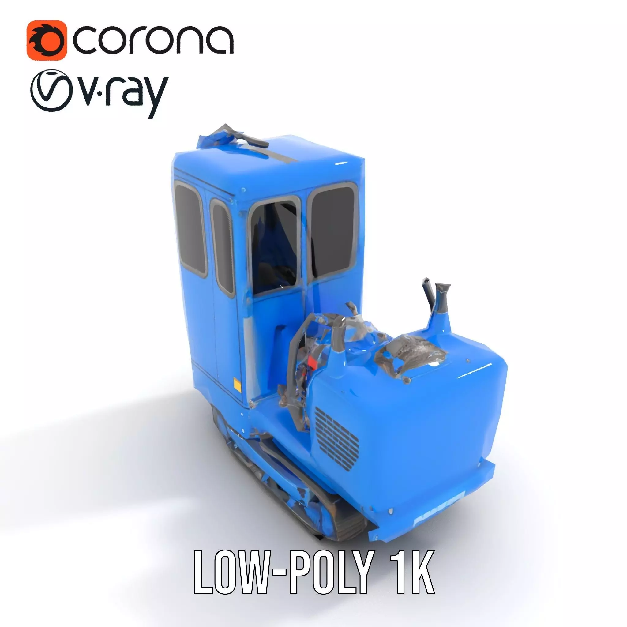 Blue Construction Drill model pack Low-poly 3D model_7