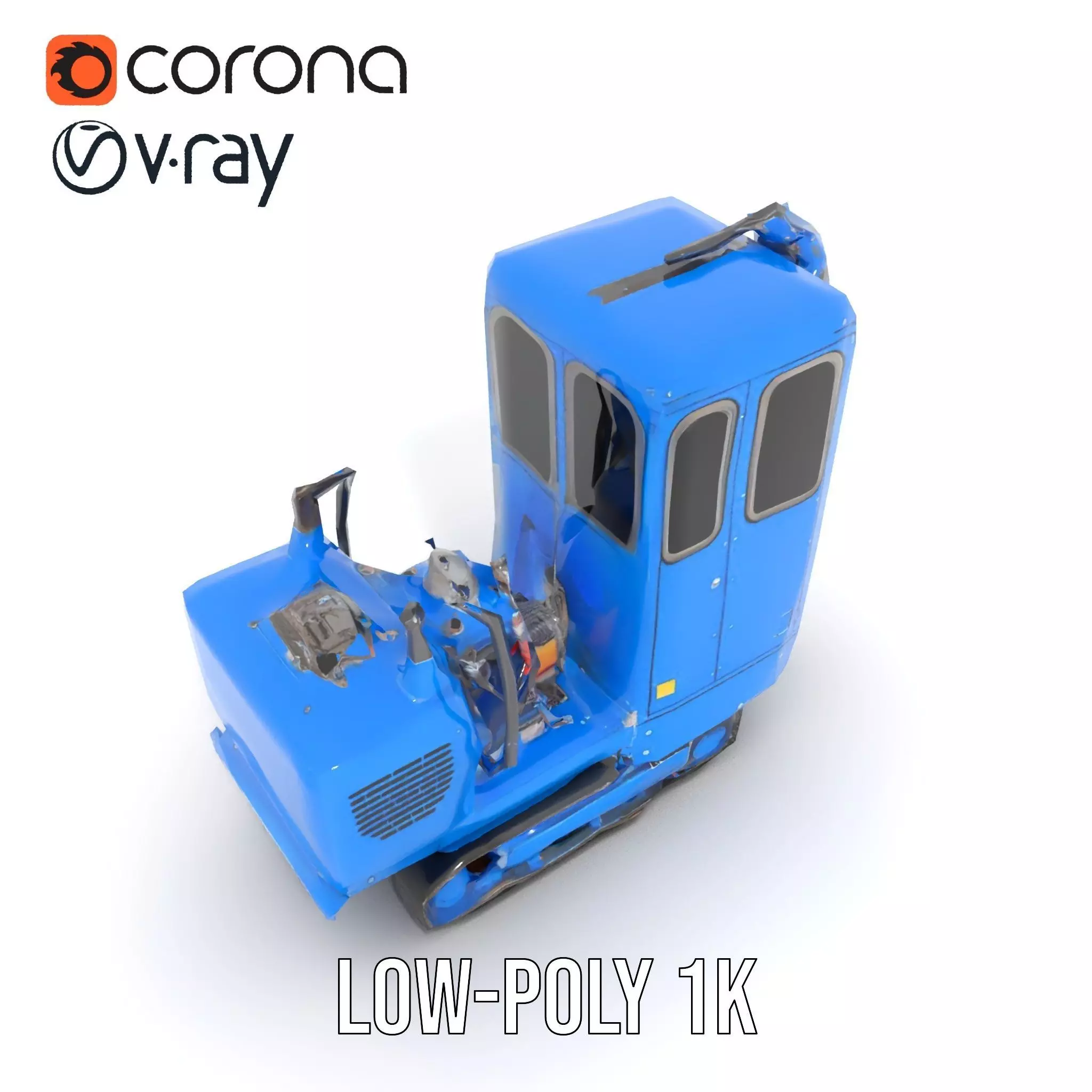Blue Construction Drill model pack Low-poly 3D model_17