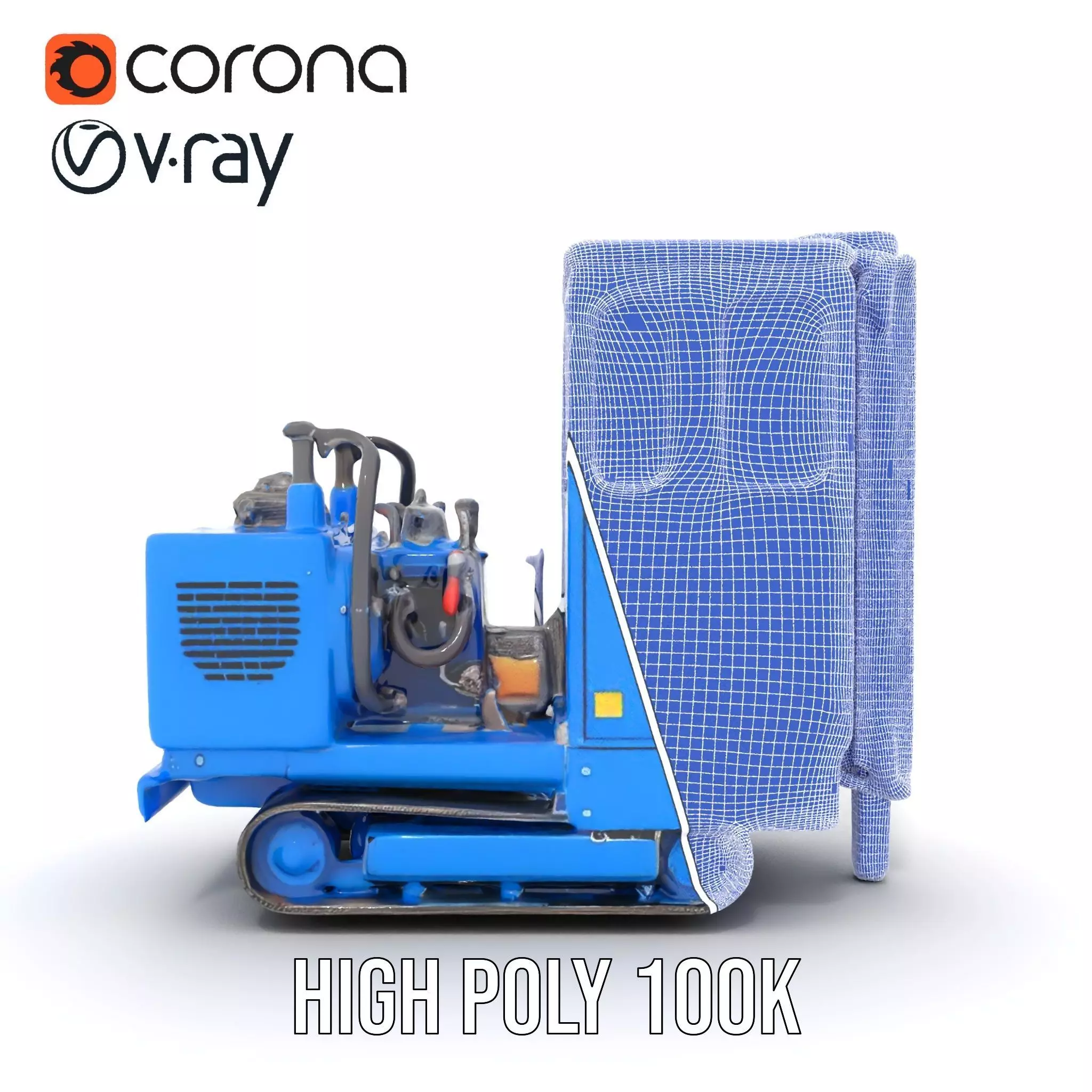 Blue Construction Drill model pack Low-poly 3D model_31