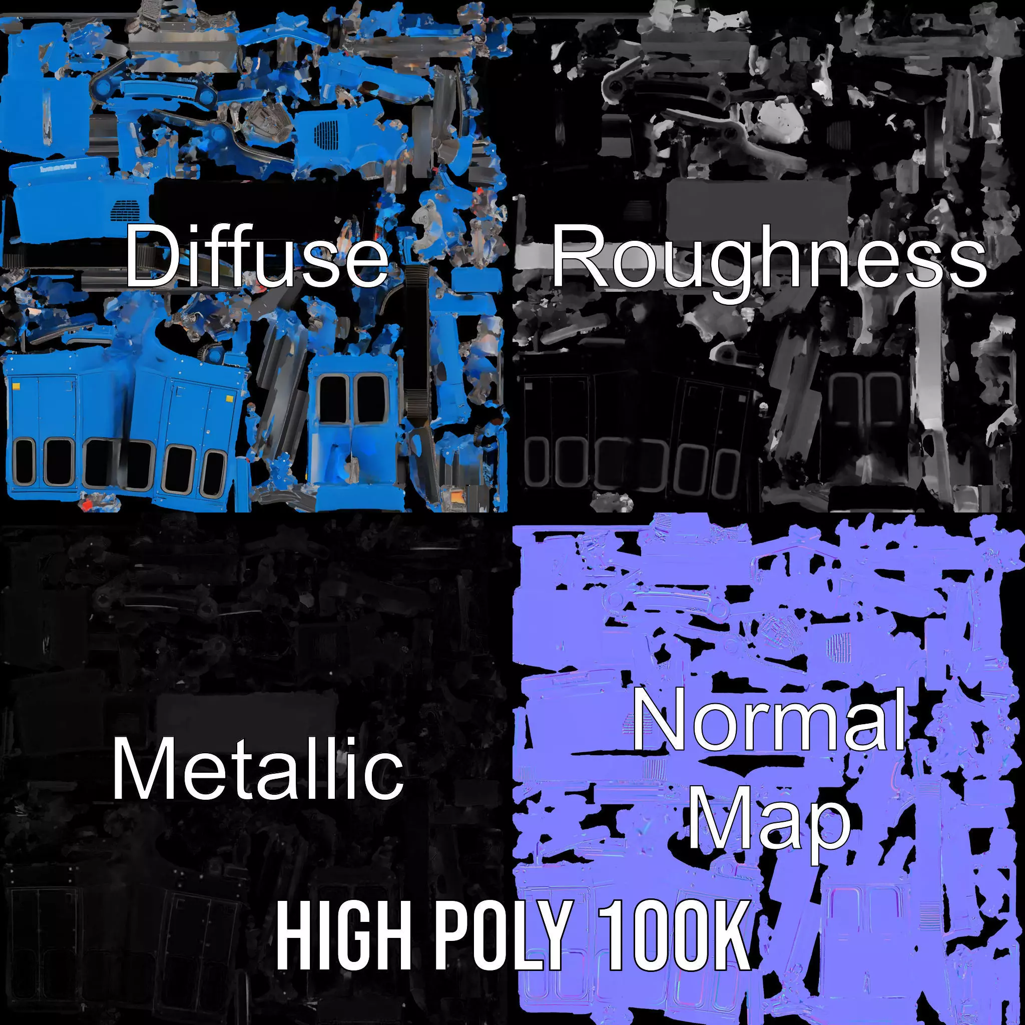 Blue Construction Drill model pack Low-poly 3D model_3