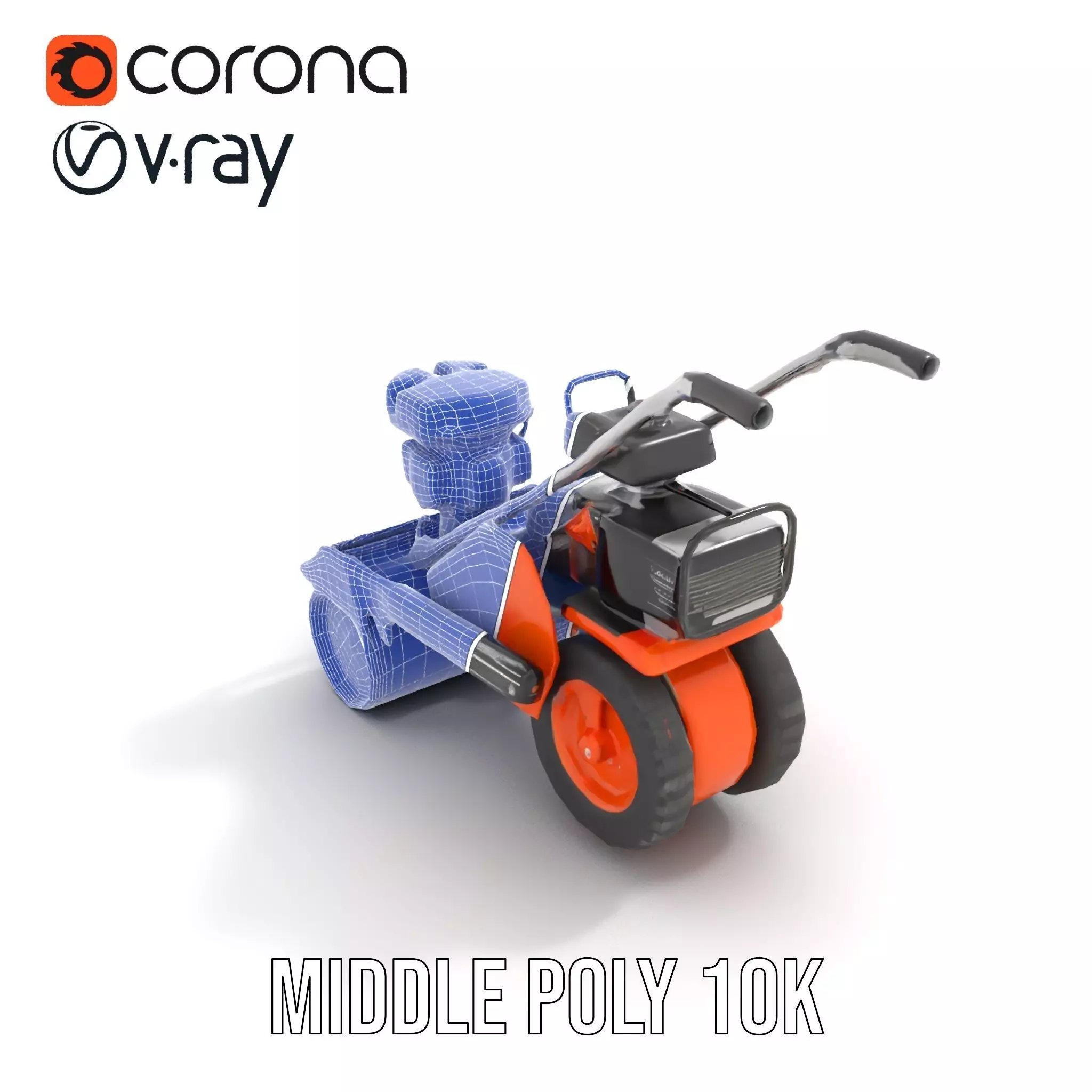 Vibrant Orange Compactor model pack Low-poly 3D model_17