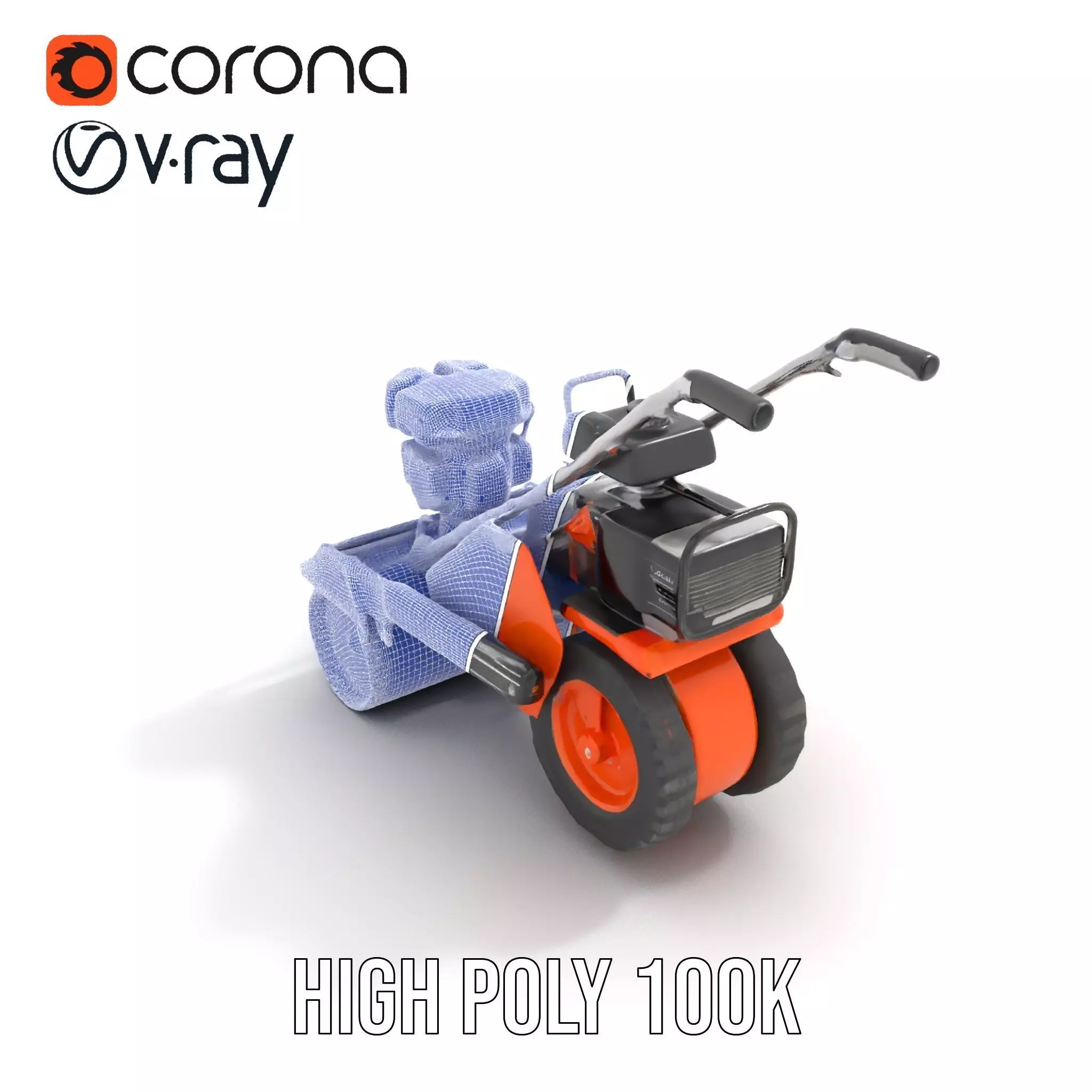 Vibrant Orange Compactor model pack Low-poly 3D model_25