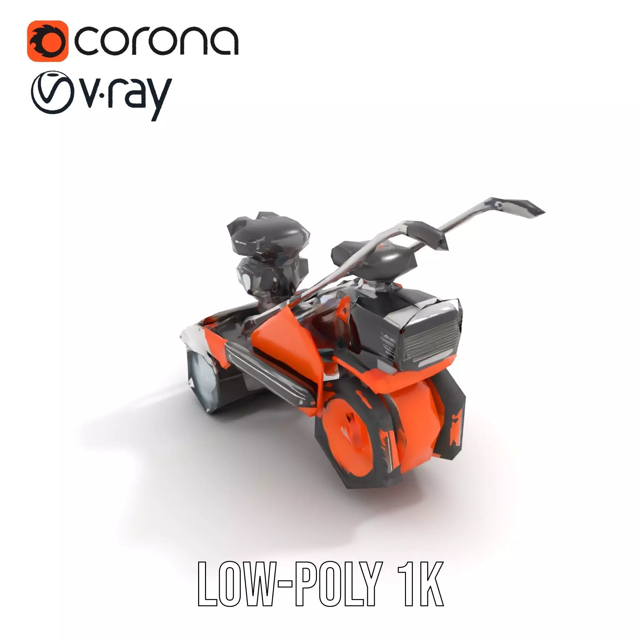 Vibrant Orange Compactor model pack Low-poly 3D model_16