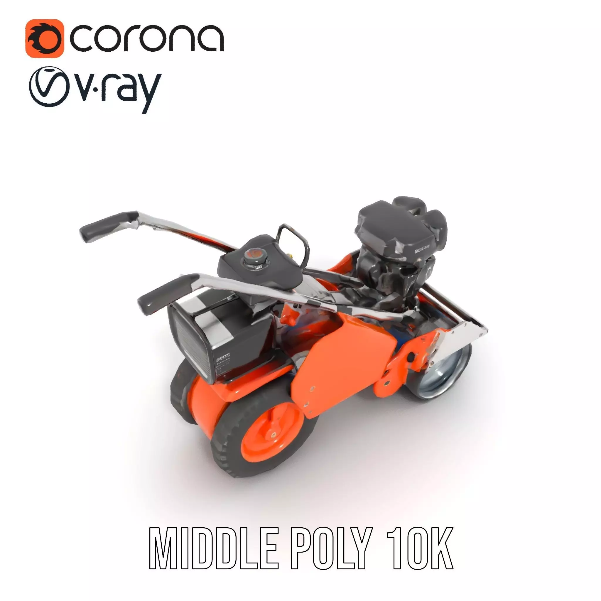 Vibrant Orange Compactor model pack Low-poly 3D model_13