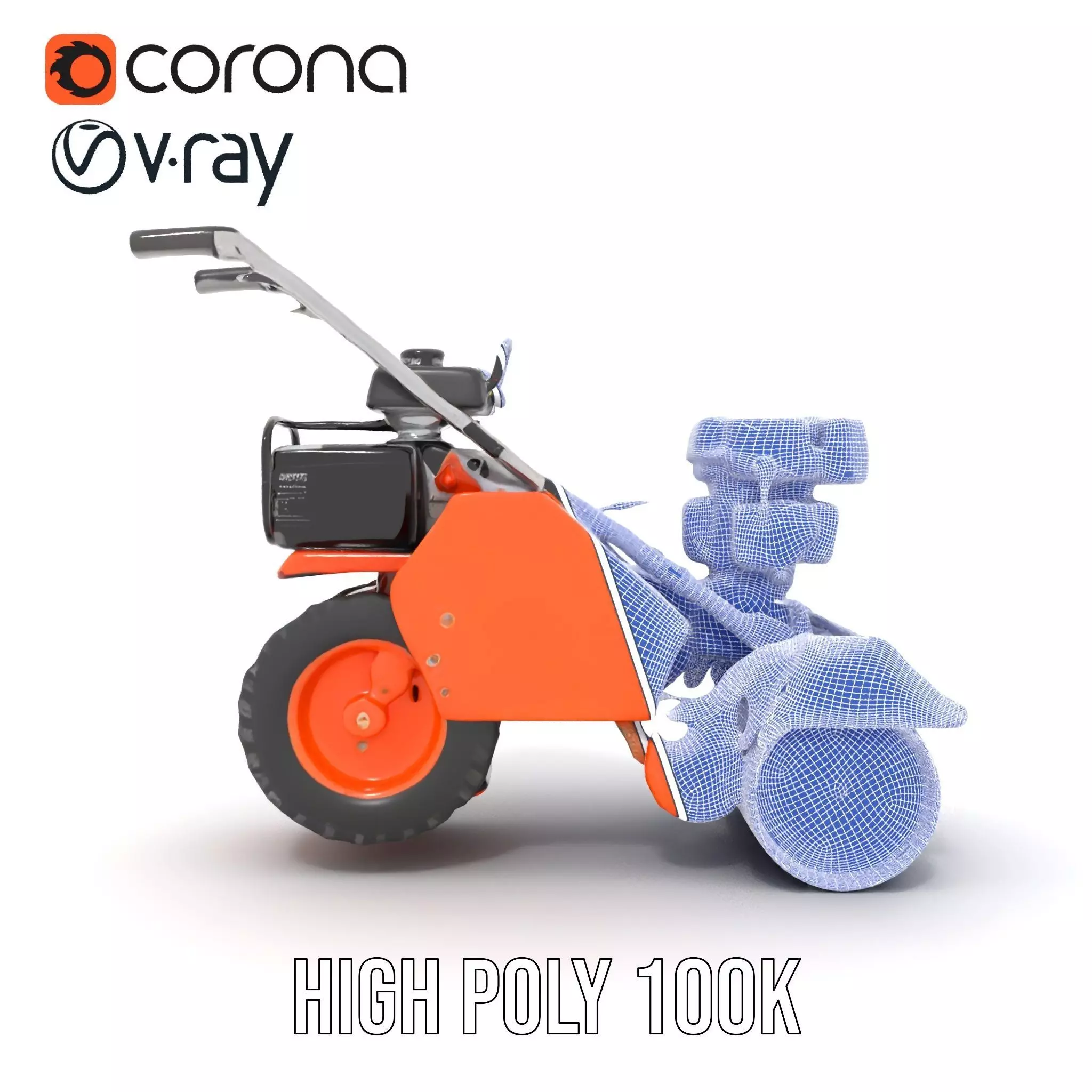 Vibrant Orange Compactor model pack Low-poly 3D model_33